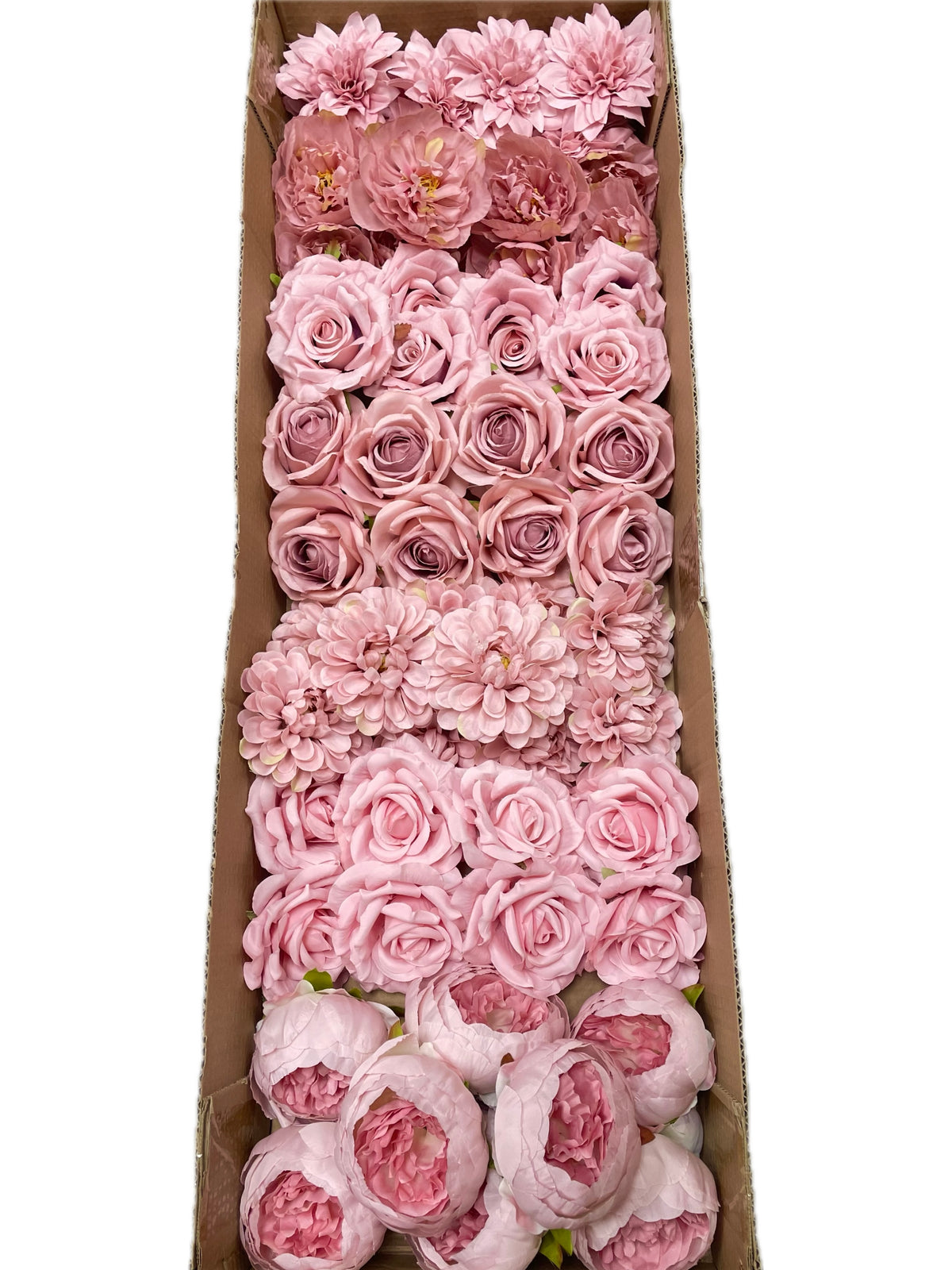 50/60 PCS All Dusty Blush Pink Assorted Artificial Flower Heads (AD4), Peonies, Roses & Dahlias