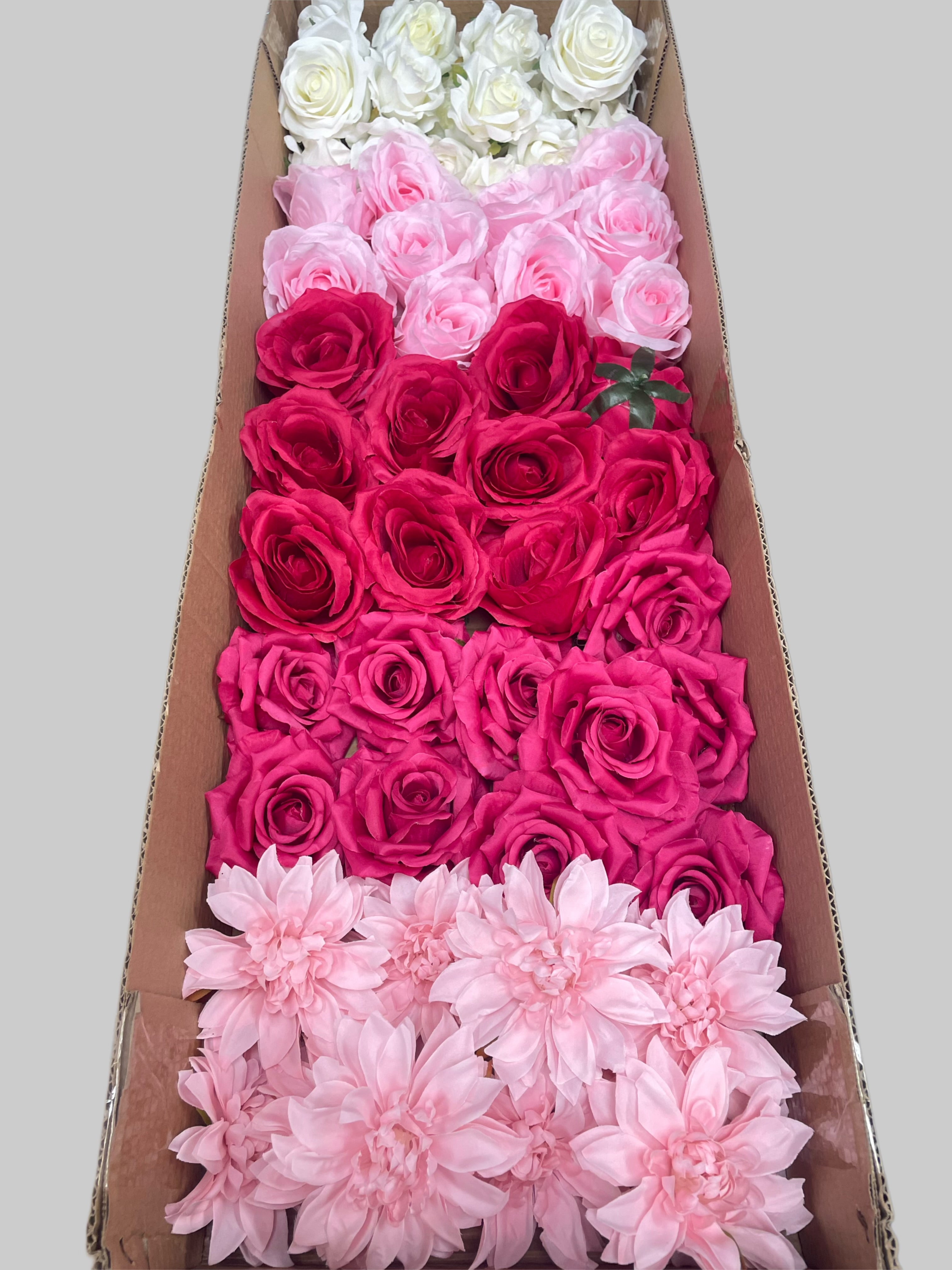 60/70 PCS Artificial Flower Heads (AS8), Mixed Colors for Wedding & DIY Decor