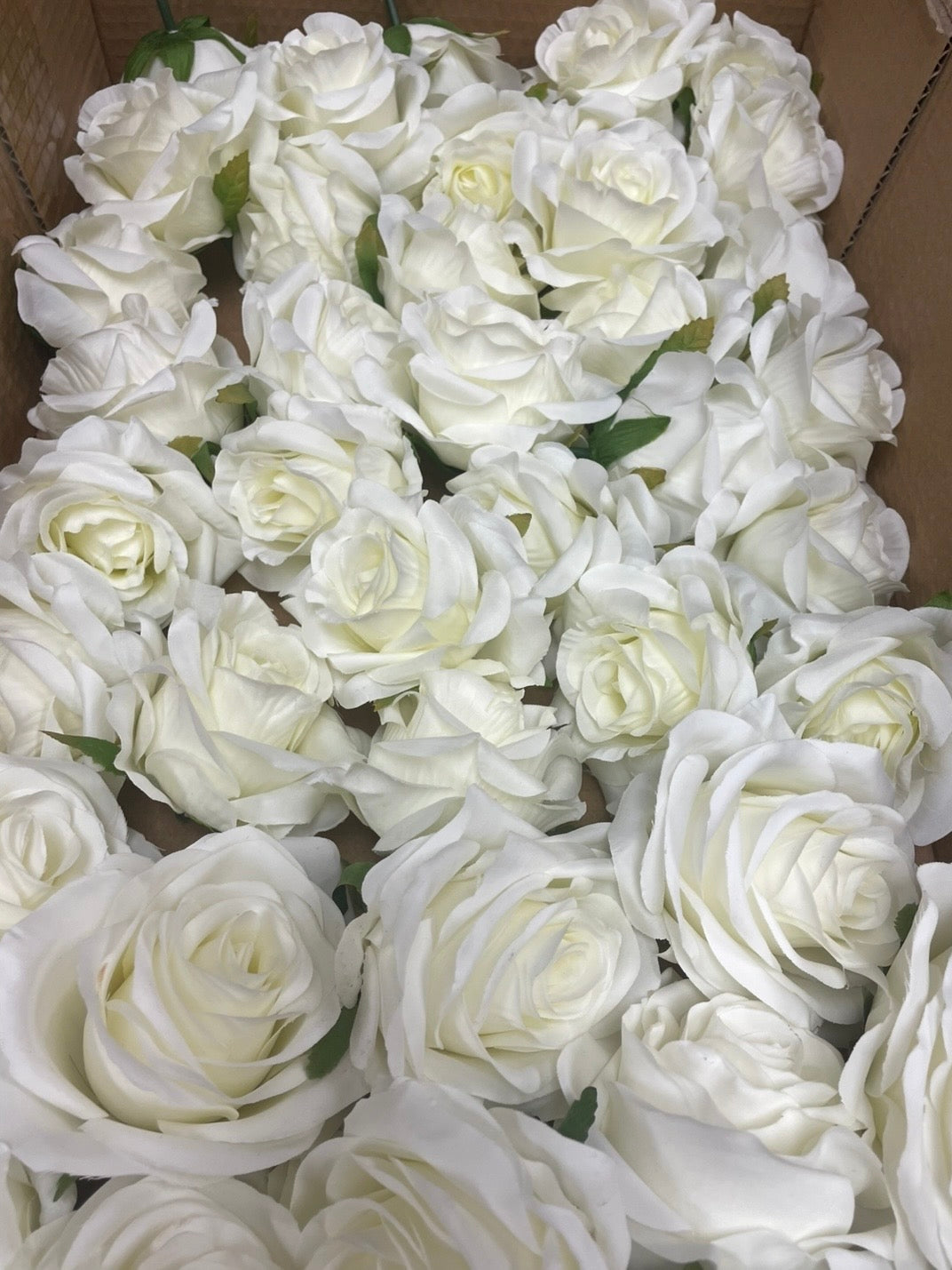 50 PCS All White Assorted Artificial Flower Heads C – Roses, Peonies