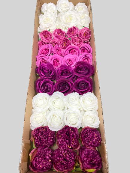 60/70 PCS Artificial Flower Heads (AS7AC), Mixed Colors for Wedding & DIY Decor