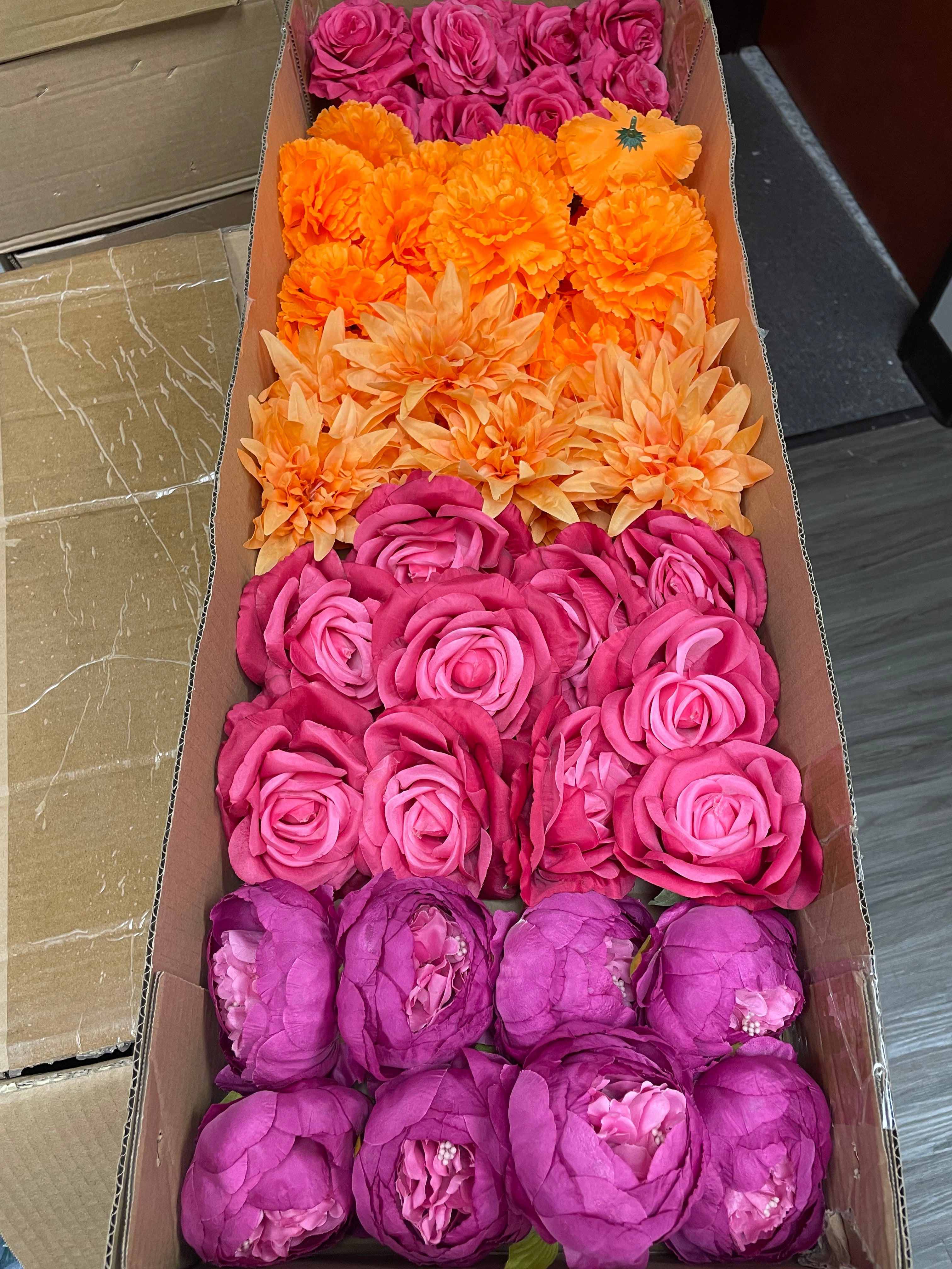 60/70 PCS Artificial Flower Heads(JS3A) – Mixed Colors for Wedding & DIY Decor
