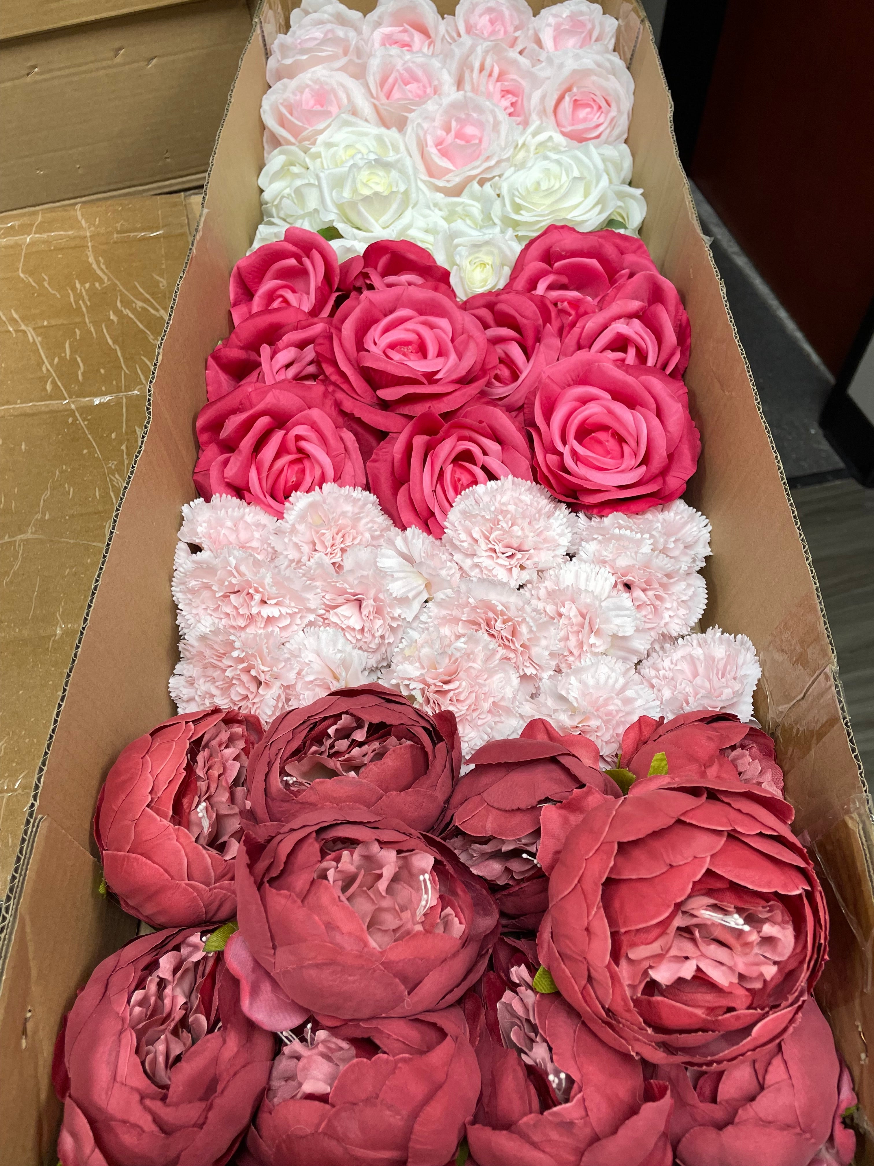 60/70 PCS Artificial Flower Heads (AS2), Mixed Colors for Wedding & DIY Decor