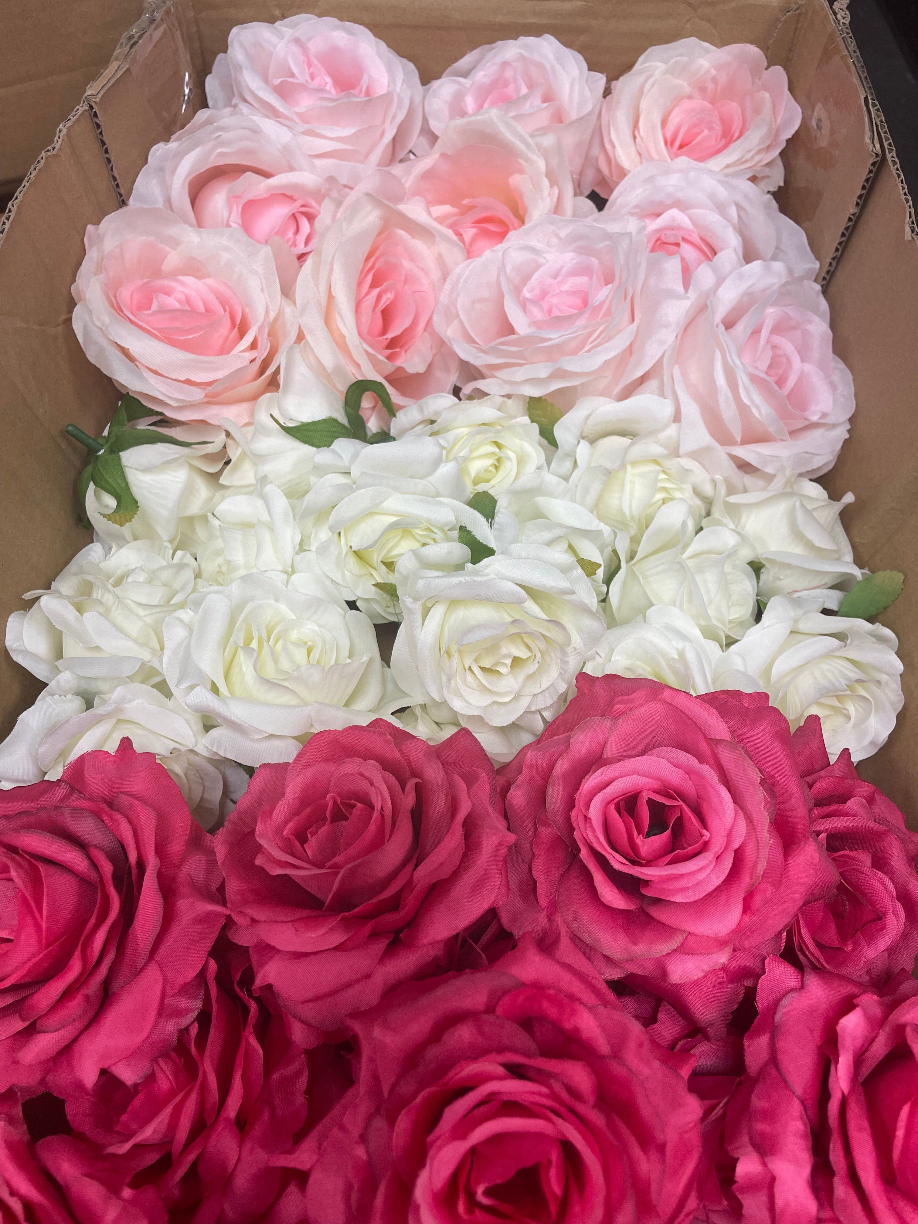 60/70 PCS Artificial Flower Heads (AS5), Mixed Colors for Wedding & DIY Decor
