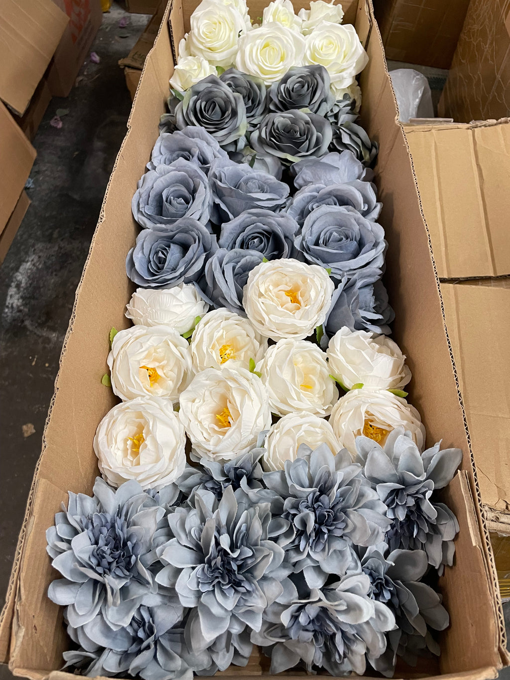60/70 PCS Artificial Flower Heads(DS1) – Mixed Colors for Wedding & DIY Decor