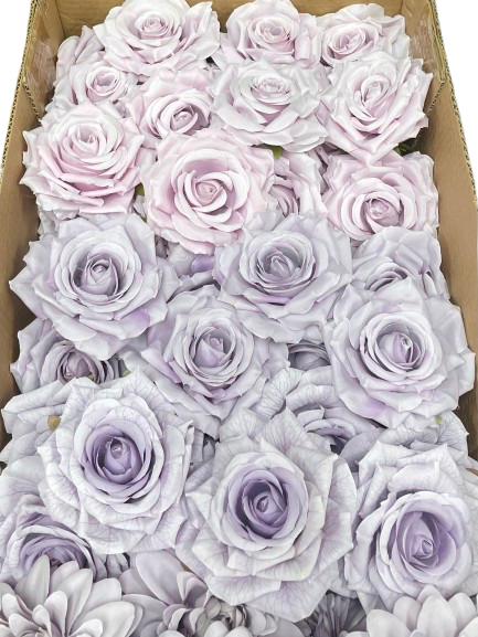 50/60 PCS All Purple Assorted Artificial Flower Heads (AZ6), Peonies, Roses & Dahlias