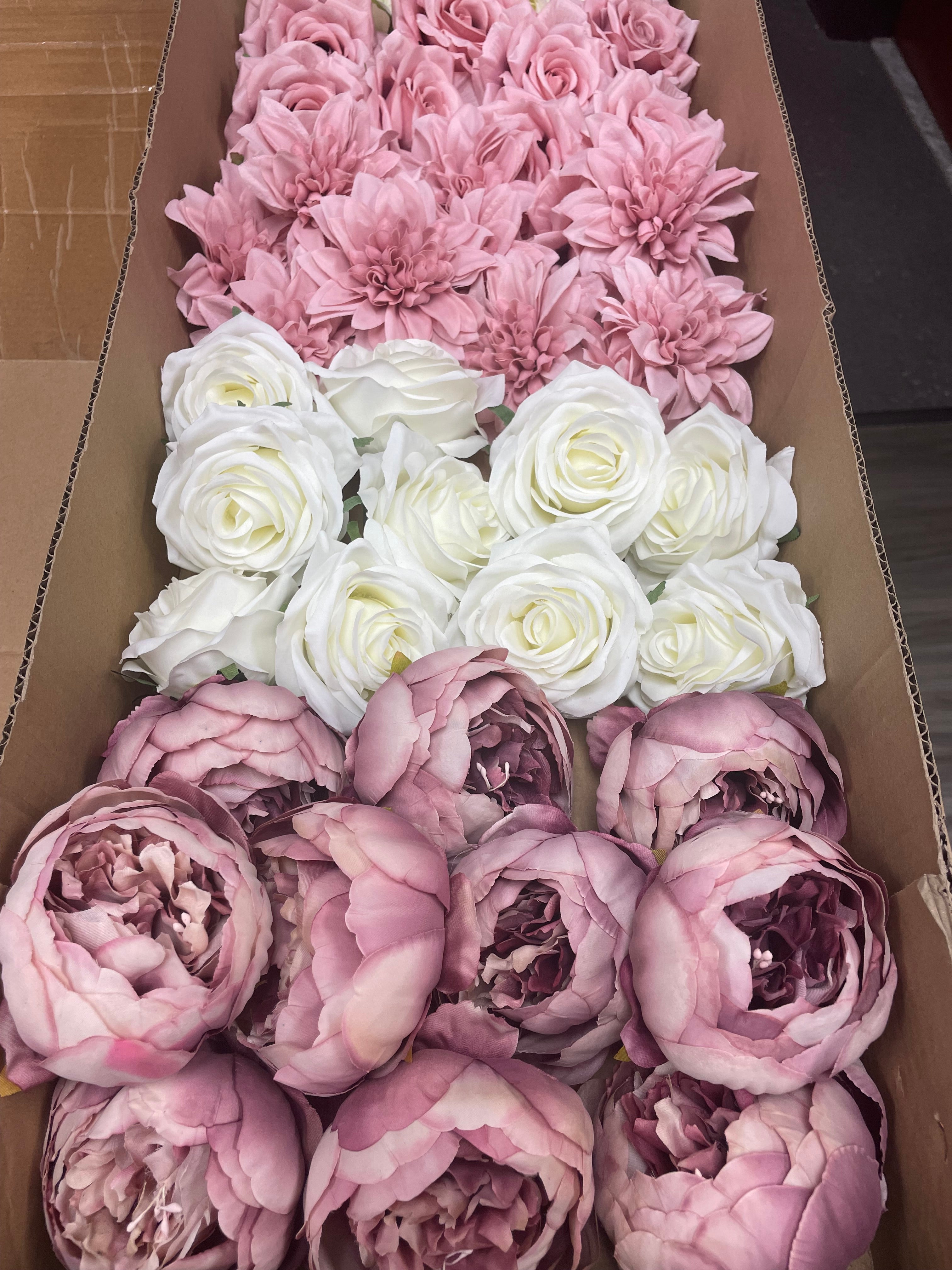 60/70 PCS Artificial Flower Heads(ES3), Mixed Colors for Wedding & DIY Decor