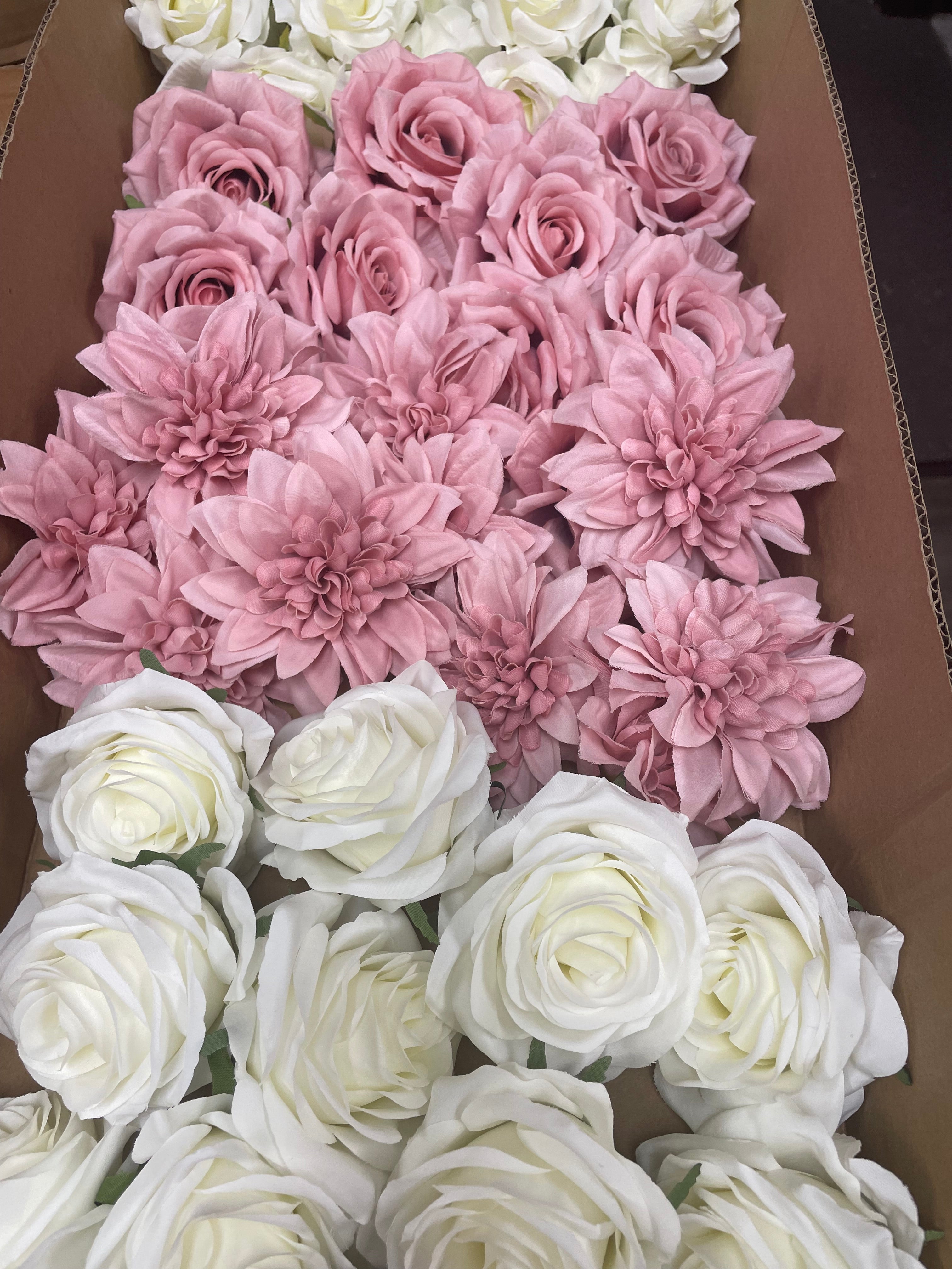 60/70 PCS Artificial Flower Heads(ES3), Mixed Colors for Wedding & DIY Decor