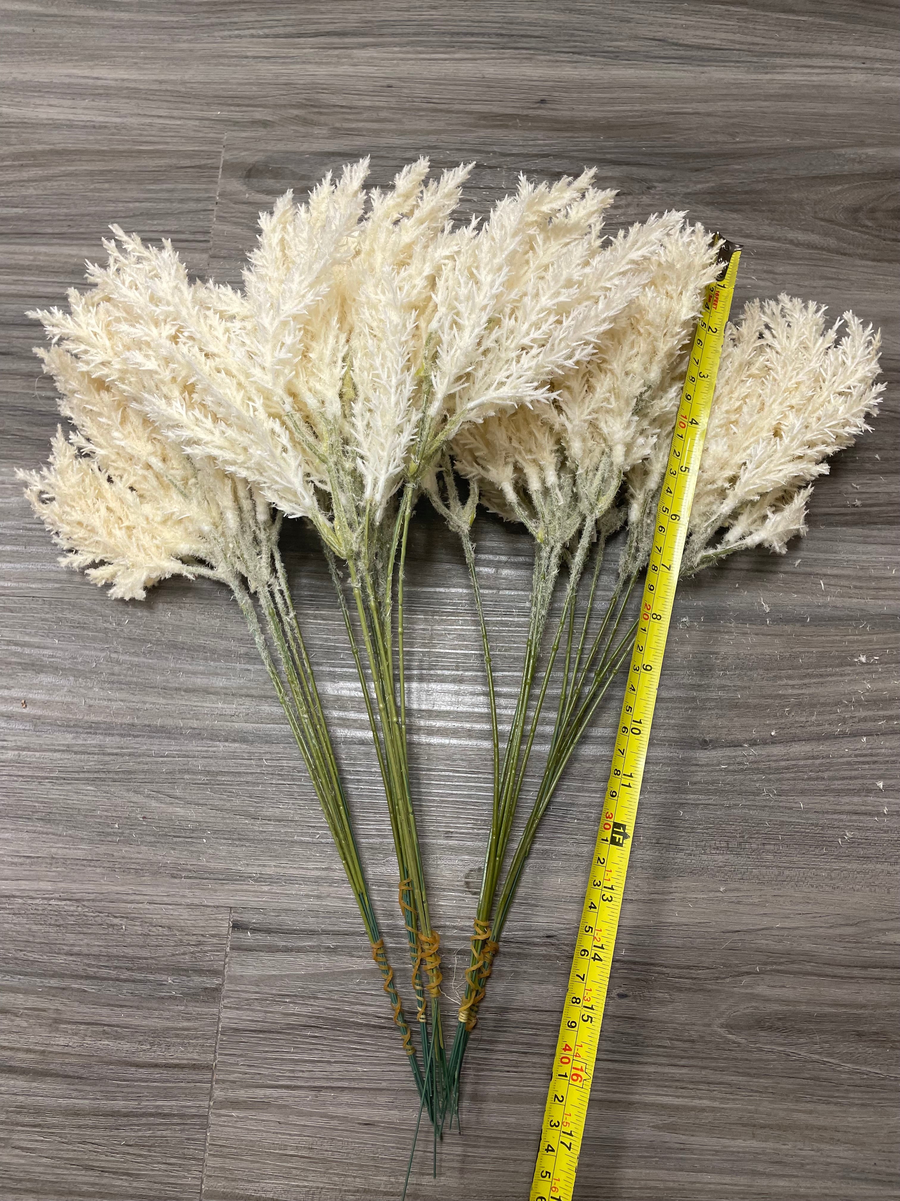 3Bunches/5Bunches Artificial Pampas Grass Stems, Cream White Fluffy Filler, Realistic Dried Look for Wedding & DIY Decor (AF6)