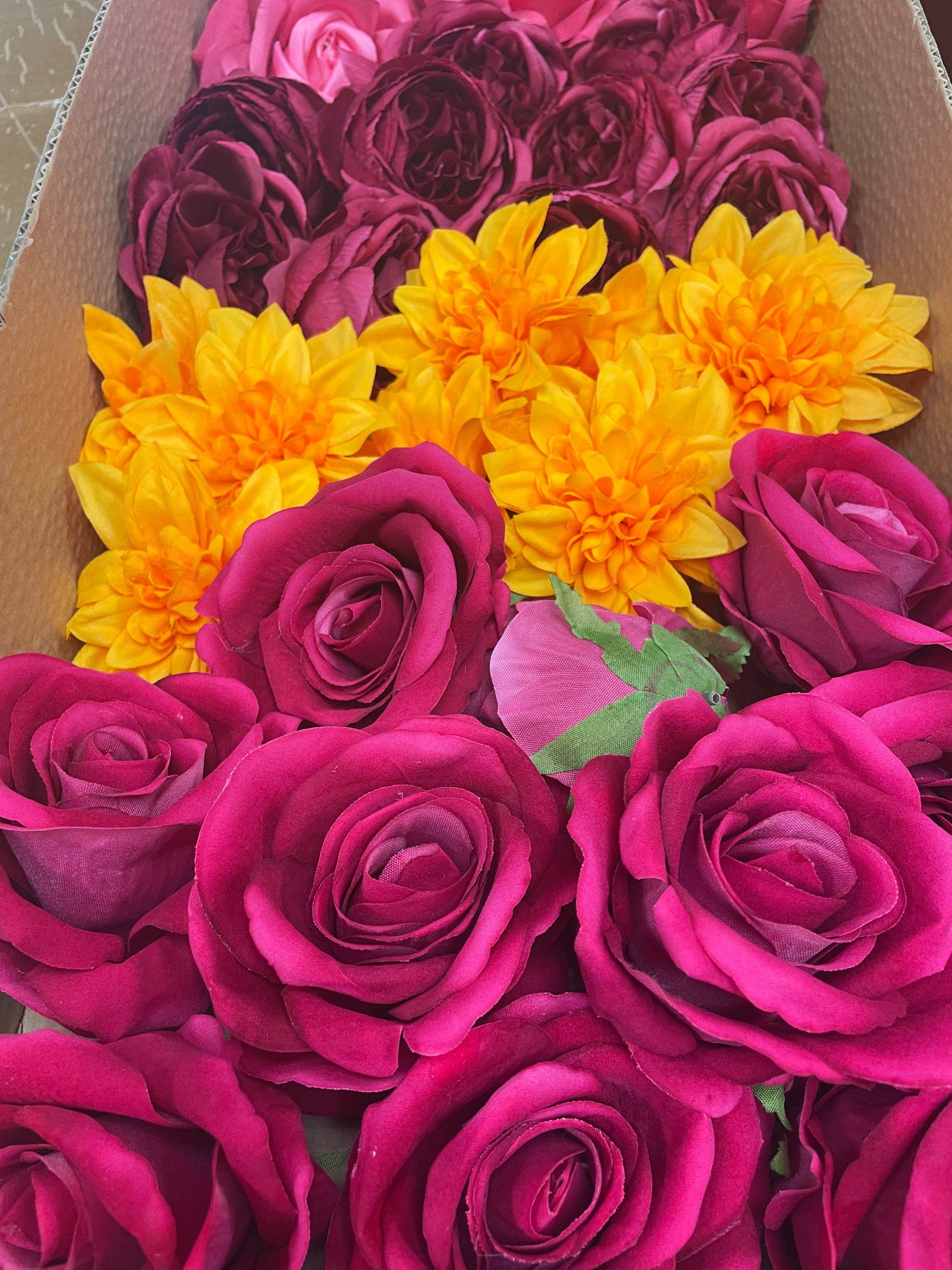 60/70 PCS Artificial Flower Heads, Mixed Colors for Wedding & DIY Decor (JS5)