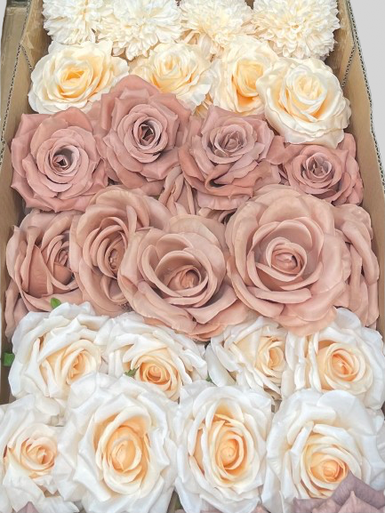 50/60 PCS Artificial Flower Heads (OS1AB), Mixed Colors for Wedding & DIY Decor