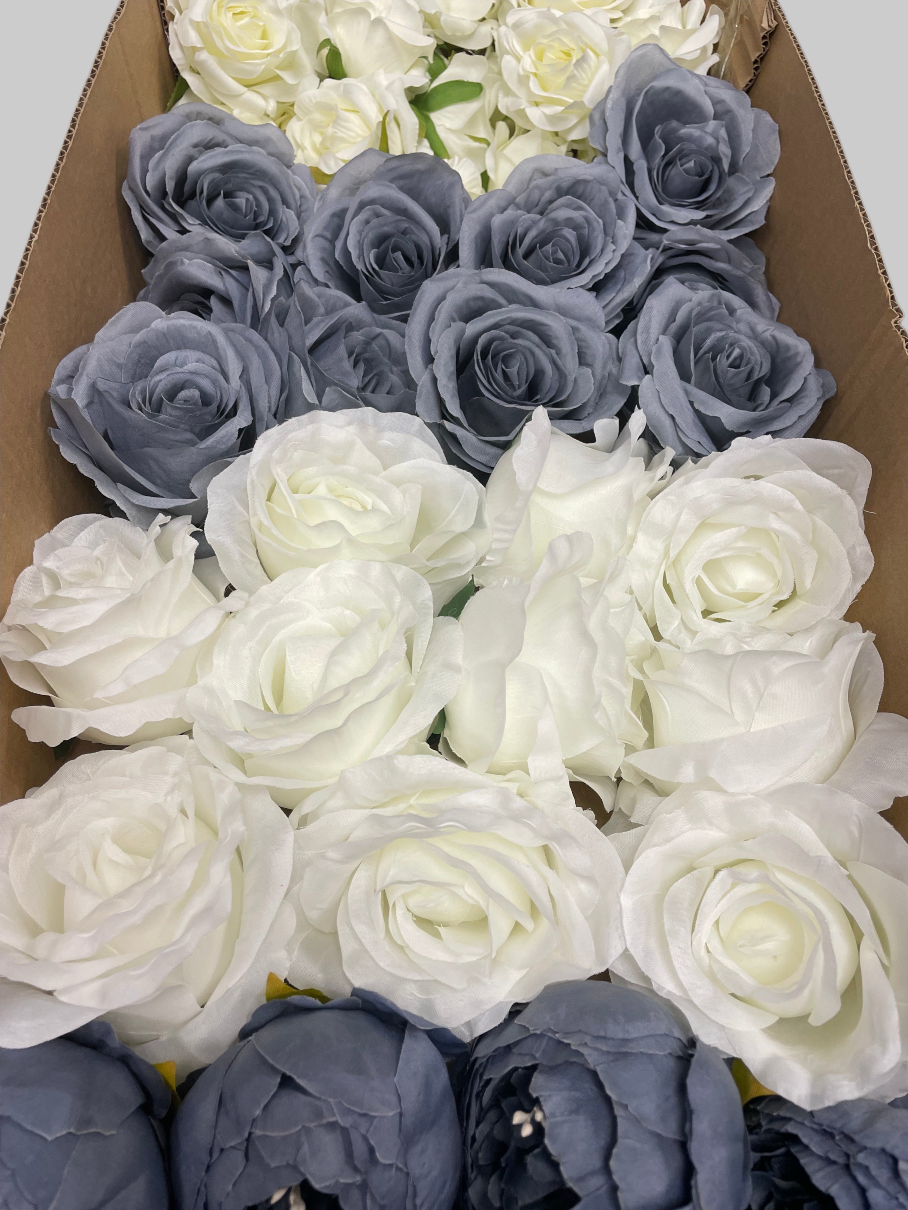 60/70 PCS Artificial Flower Heads(DS3), Mixed Colors for Wedding & DIY Decor