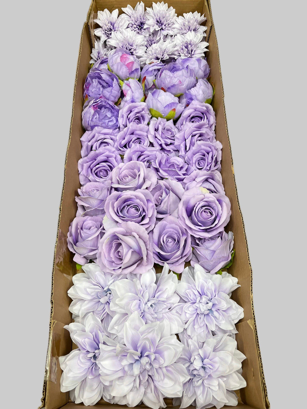 60 PCS All Purple Assorted Artificial Flower Heads B – Roses, Peonies & Dahlias