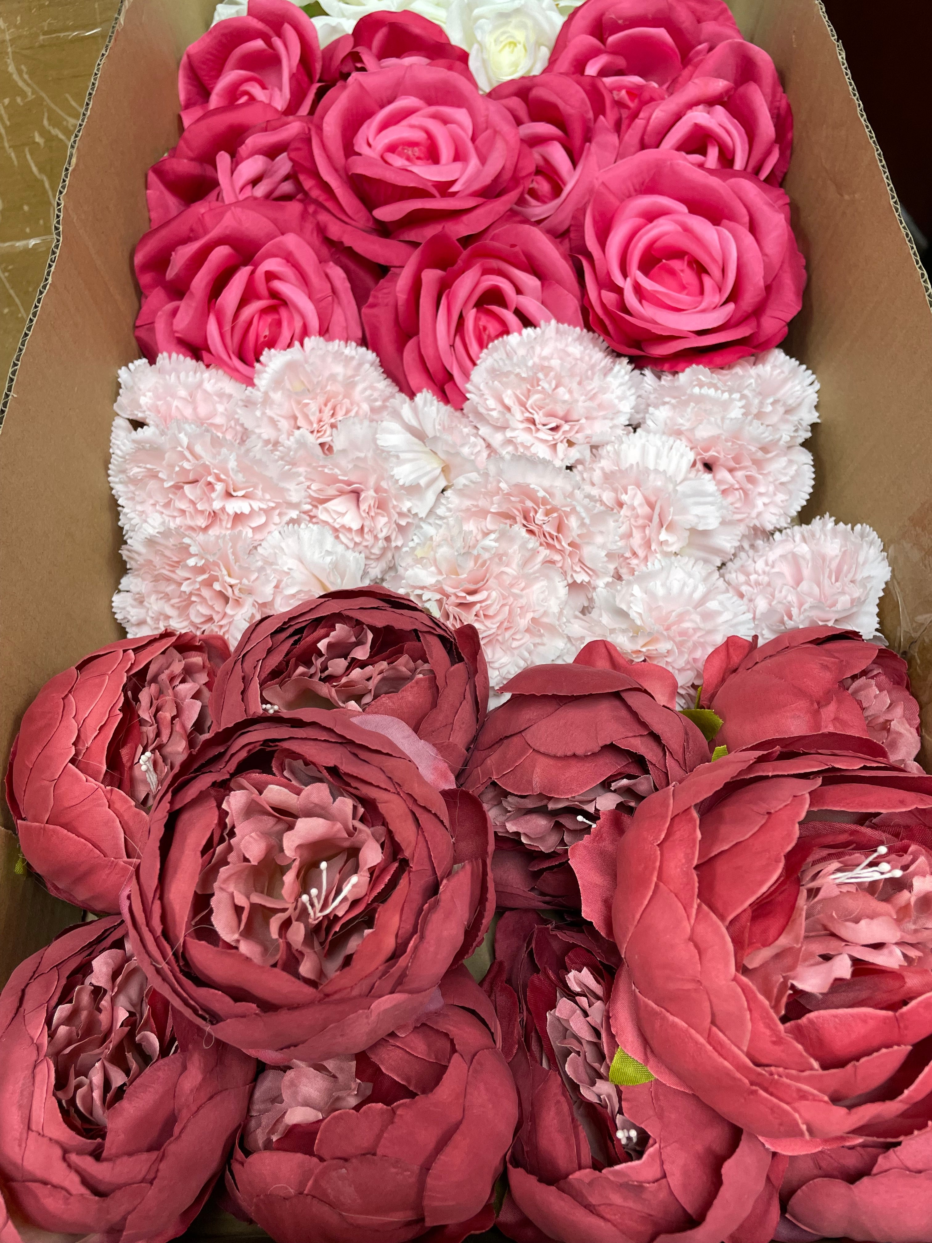 60/70 PCS Artificial Flower Heads (AS2), Mixed Colors for Wedding & DIY Decor