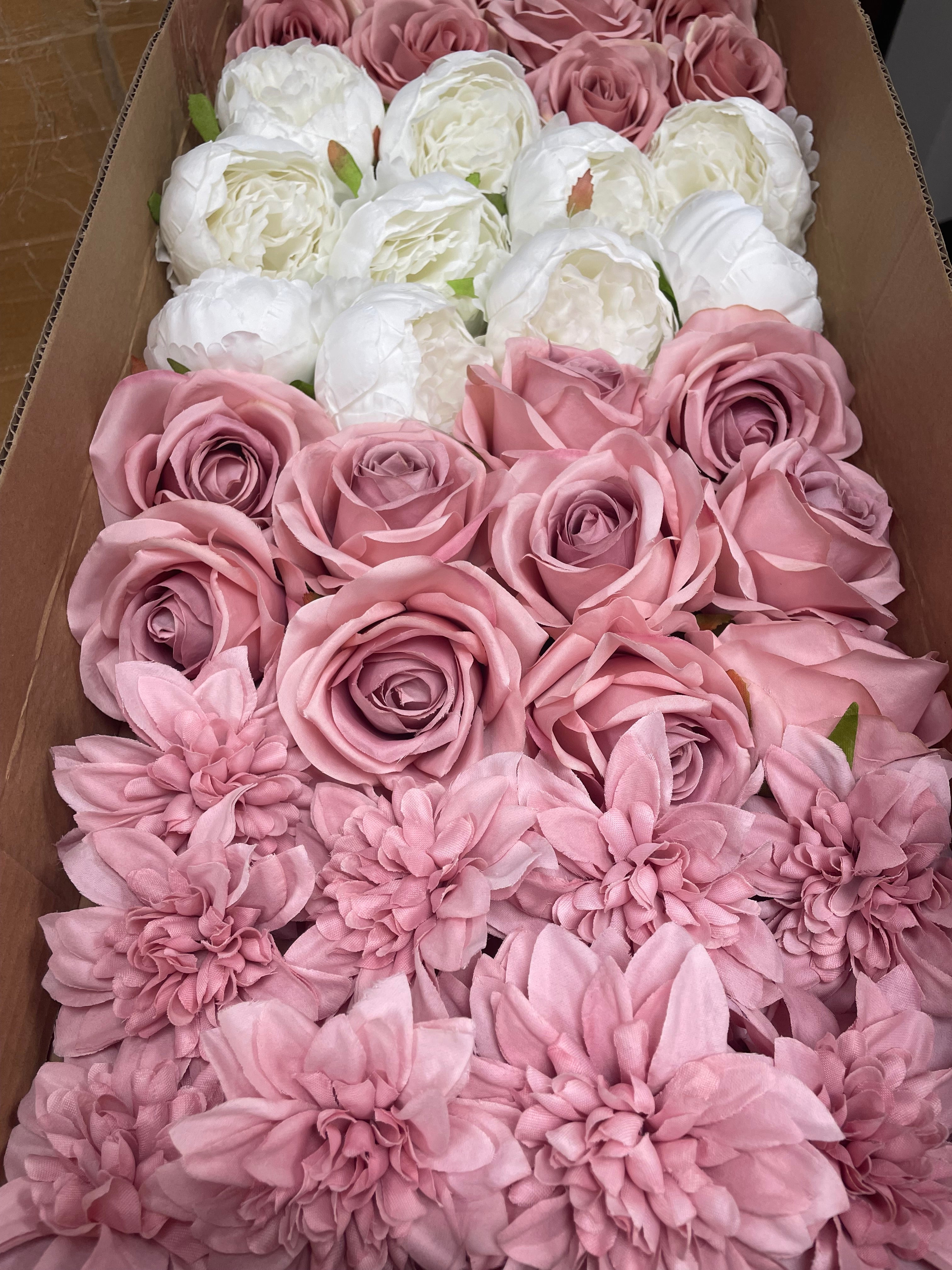 60/70 PCS Artificial Flower Heads(ES2D), Mixed Colors for Wedding & DIY Decor