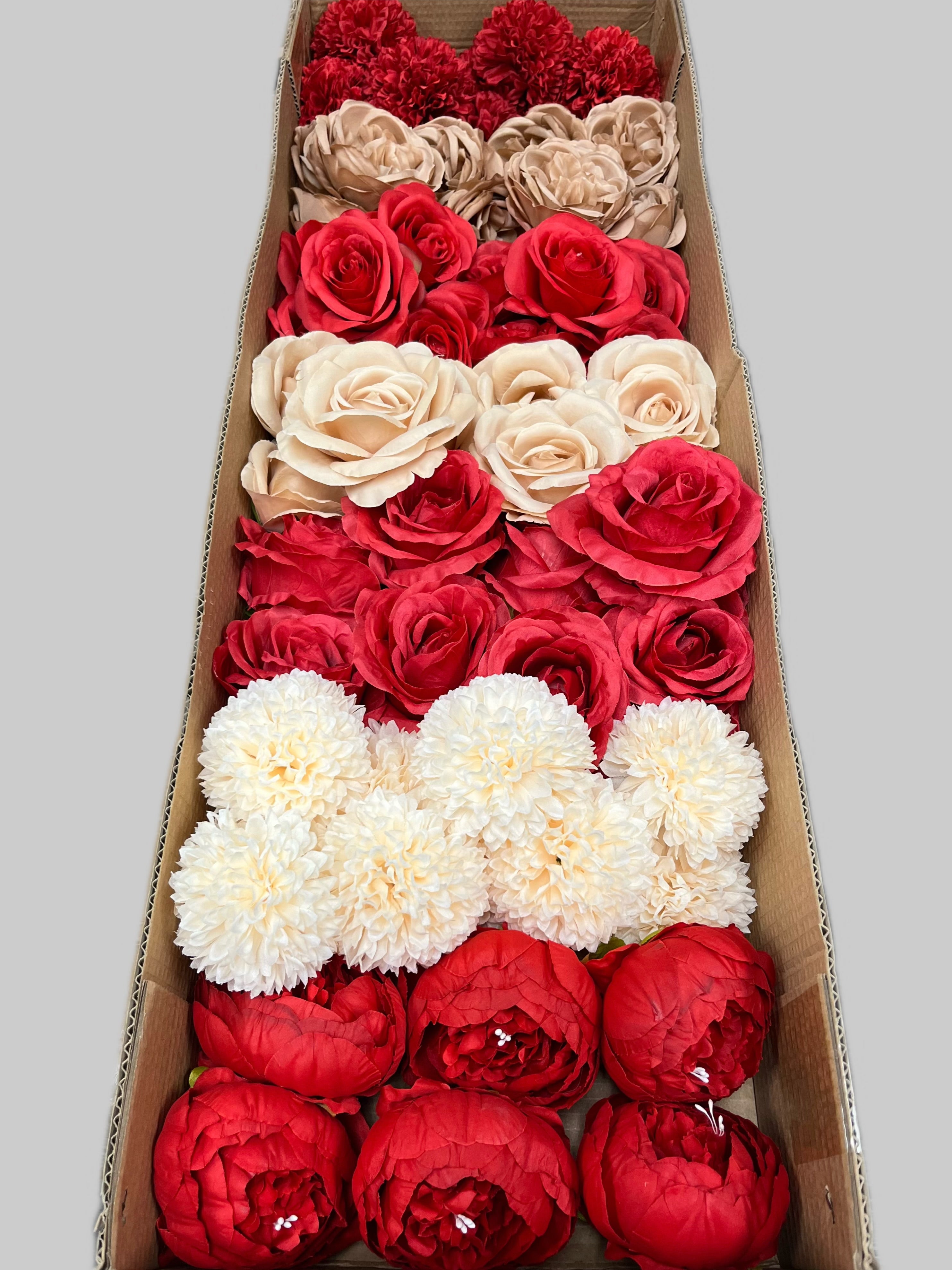 60/70 PCS Artificial Flower Heads (RM1), Mixed Colors for Wedding & DIY Decor