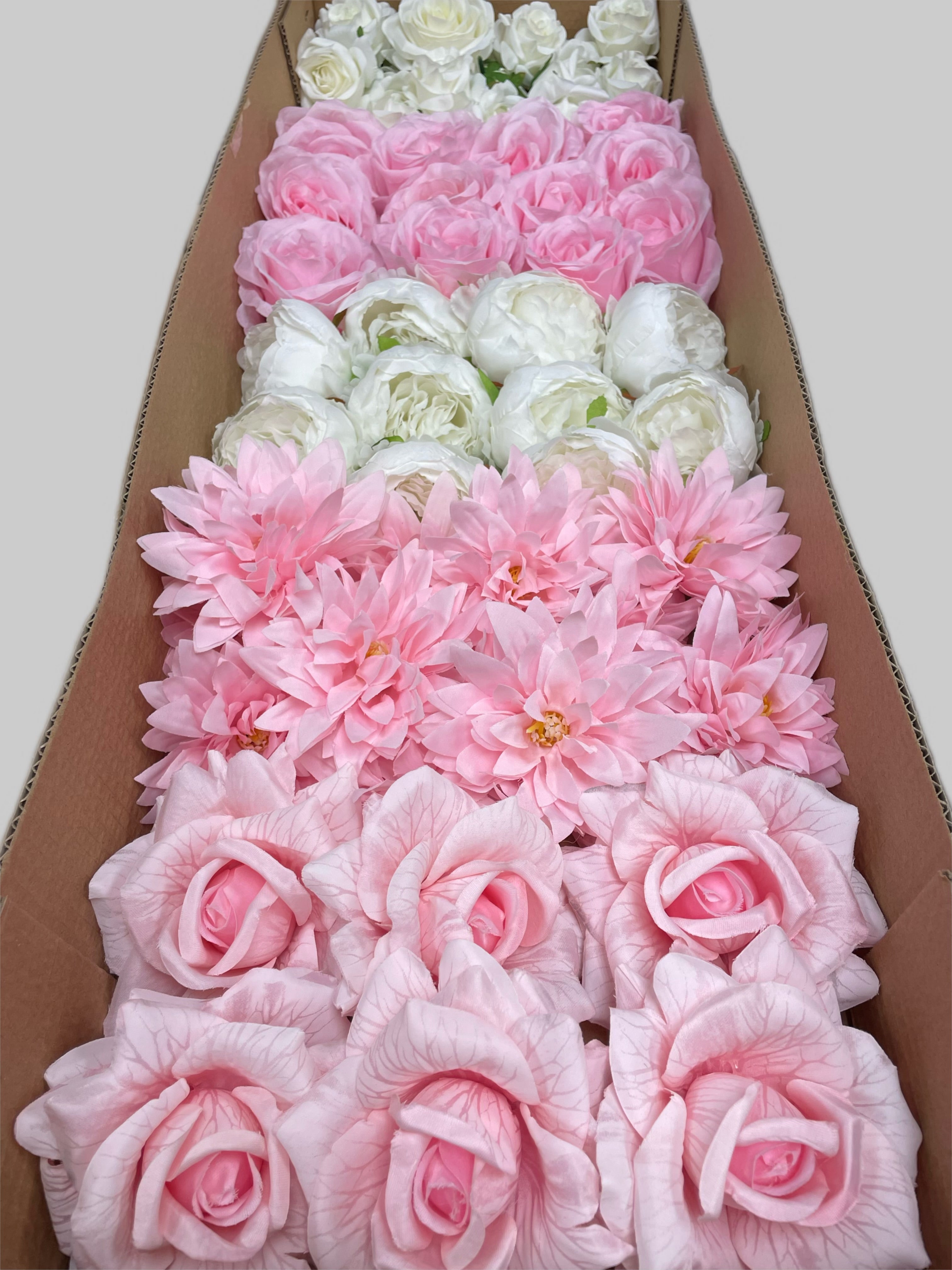 60/70 PCS Artificial Flower Heads (HS1), Mixed Colors for Wedding & DIY Decor
