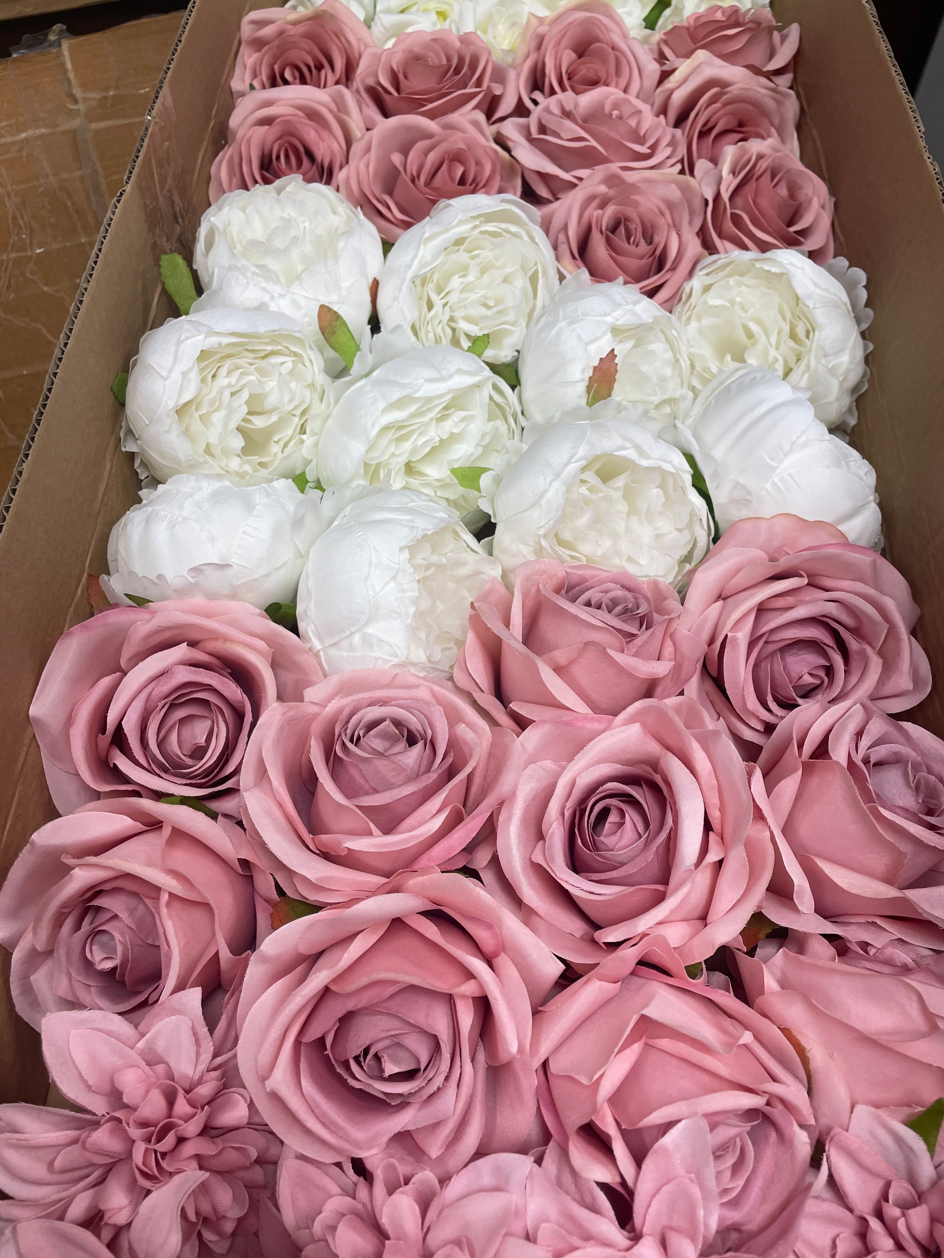 60/70 PCS Artificial Flower Heads(ES2D), Mixed Colors for Wedding & DIY Decor