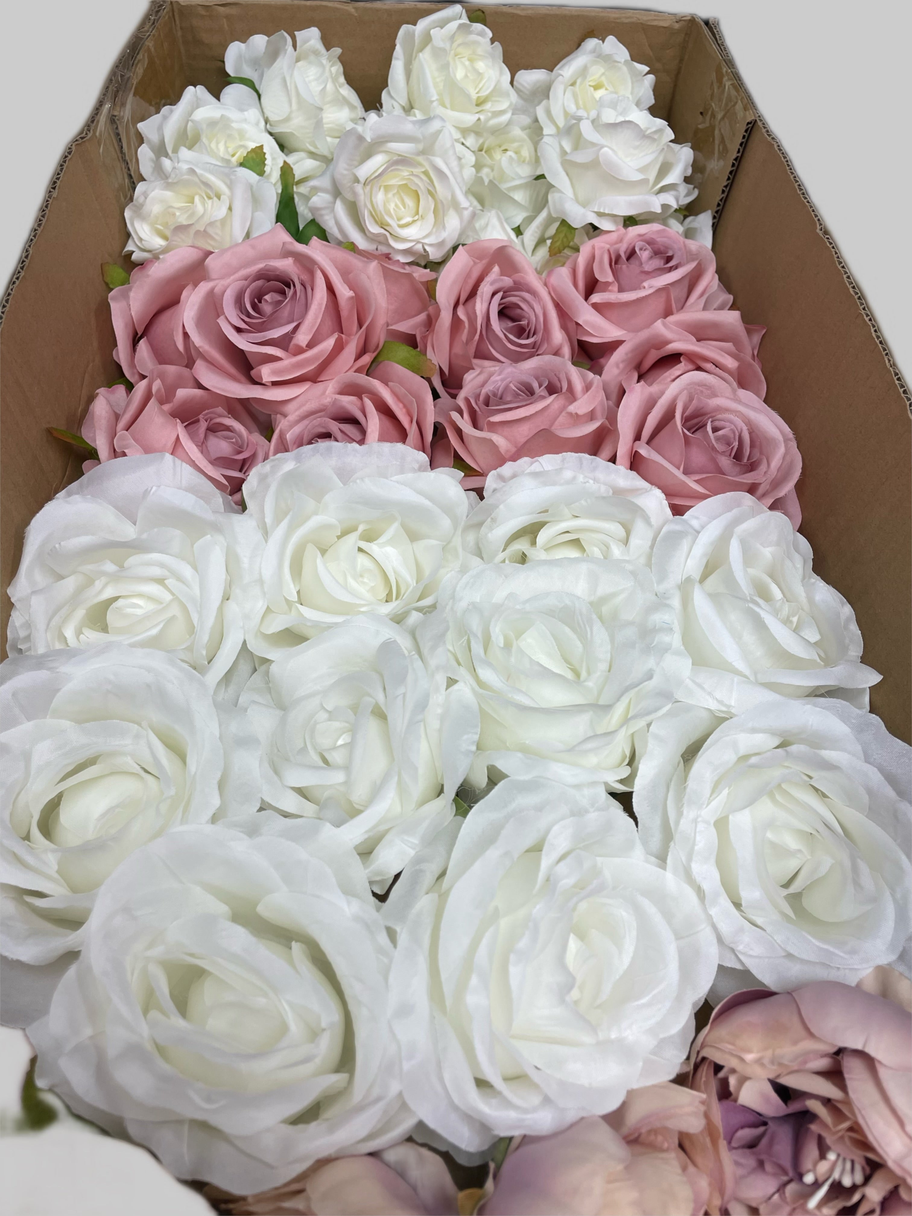 60/70 PCS Artificial Flower Heads (ES5), Mixed Colors for Wedding & DIY Decor