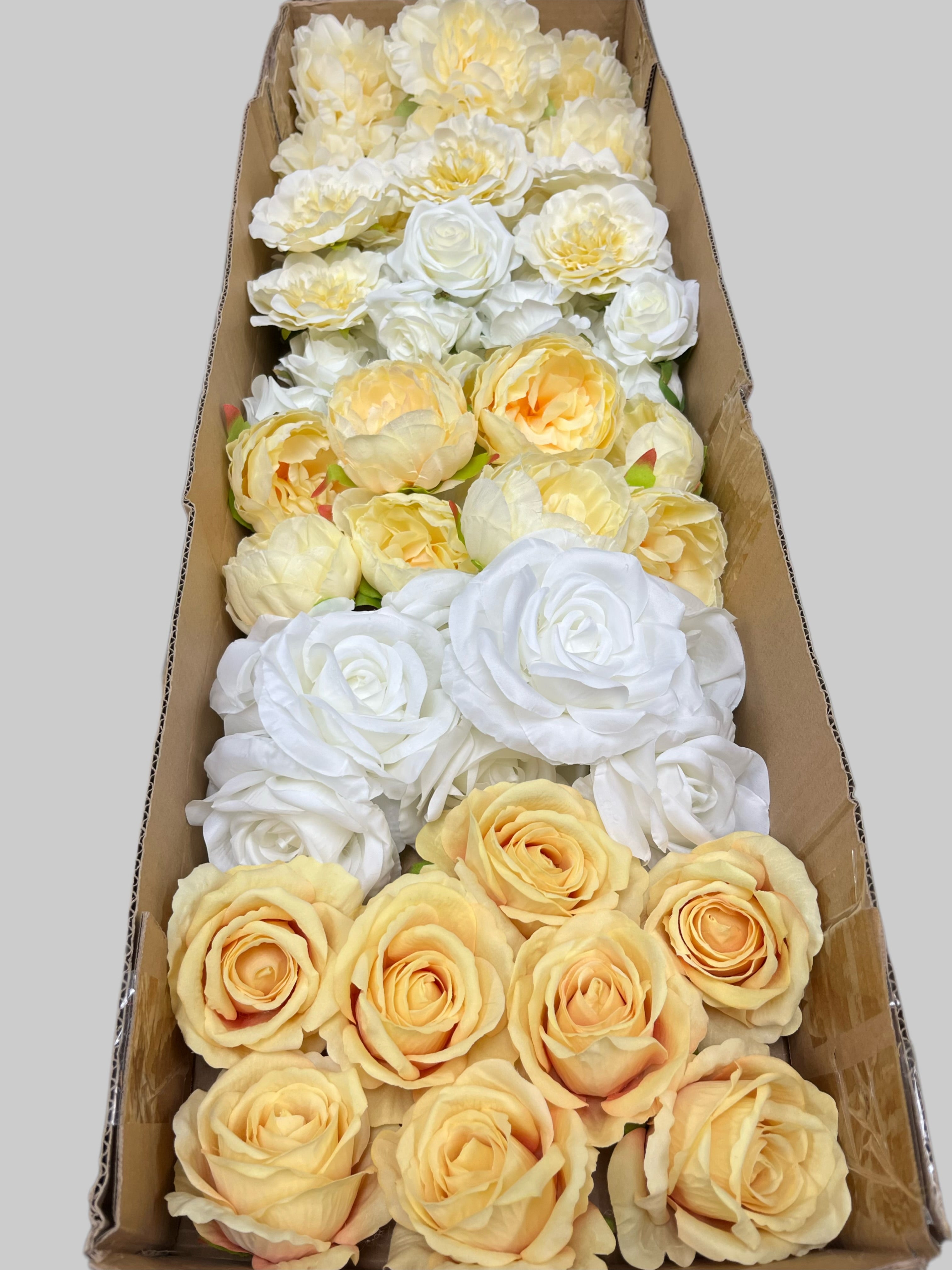 60/70 PCS Artificial Flower Heads (YS3D), Mixed Colors for Wedding & DIY Decor