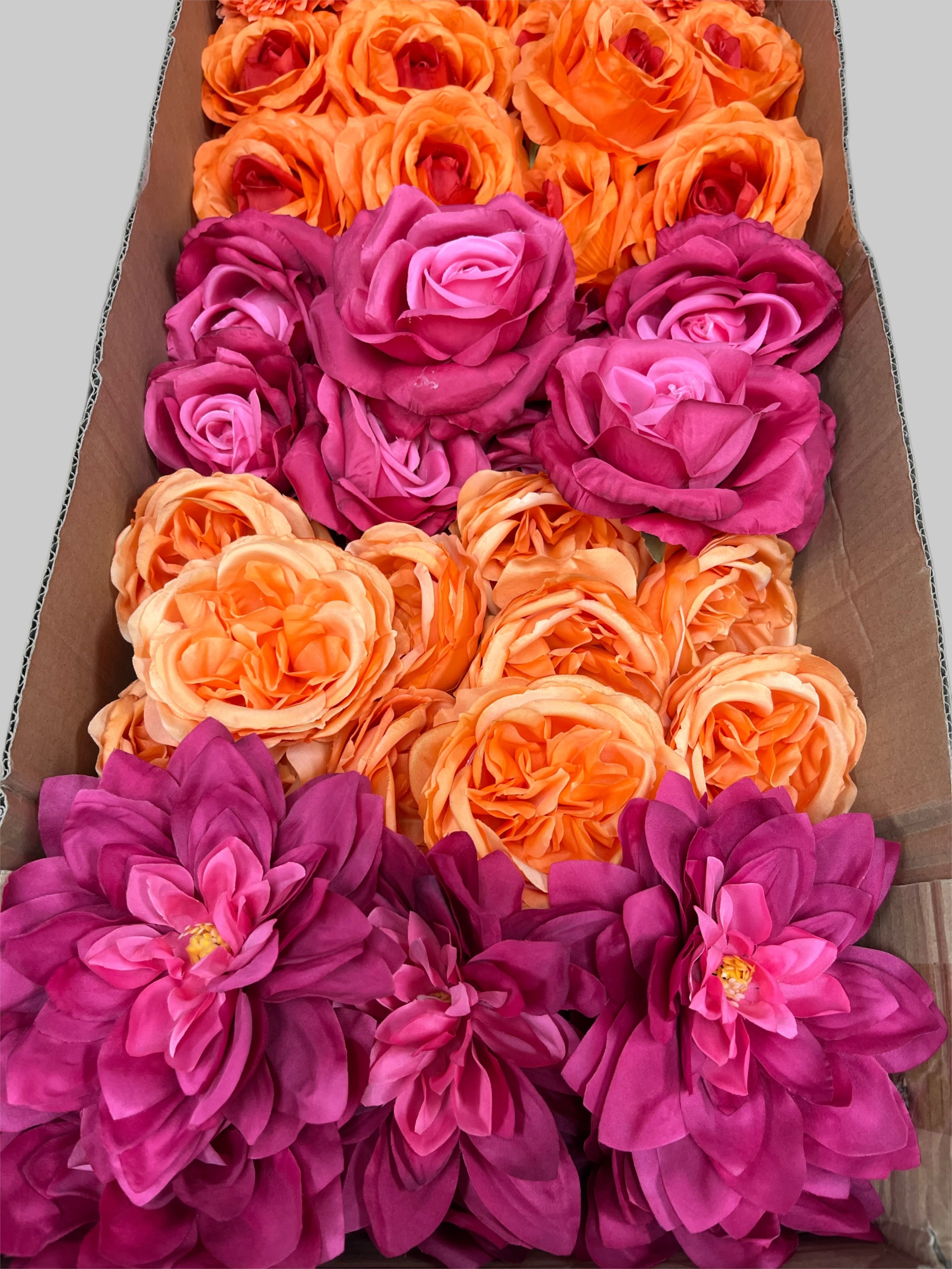 60/70 PCS Artificial Flower Heads (JS6), Mixed Colors for Wedding & DIY Decor