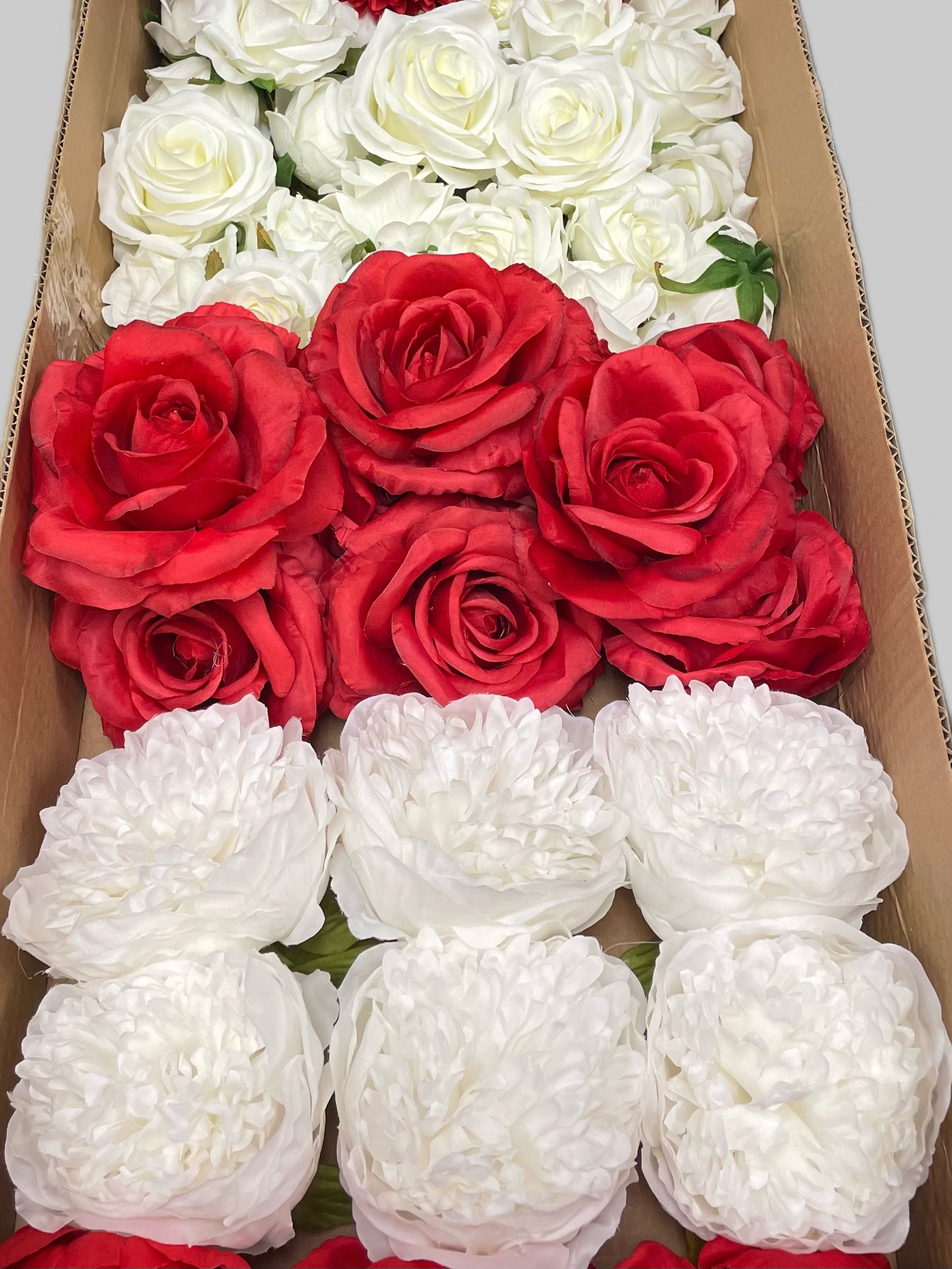 60/70 PCS Artificial Flower Heads (RW1), Mixed Colors for Wedding & DIY Decor