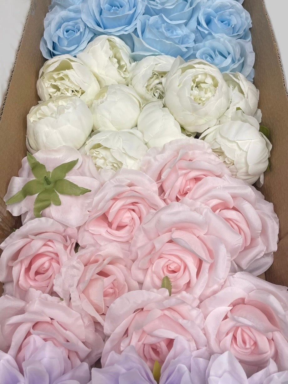 50/60 PCS Artificial Flower Heads(IS3), Mixed Colors for Wedding & DIY Decor