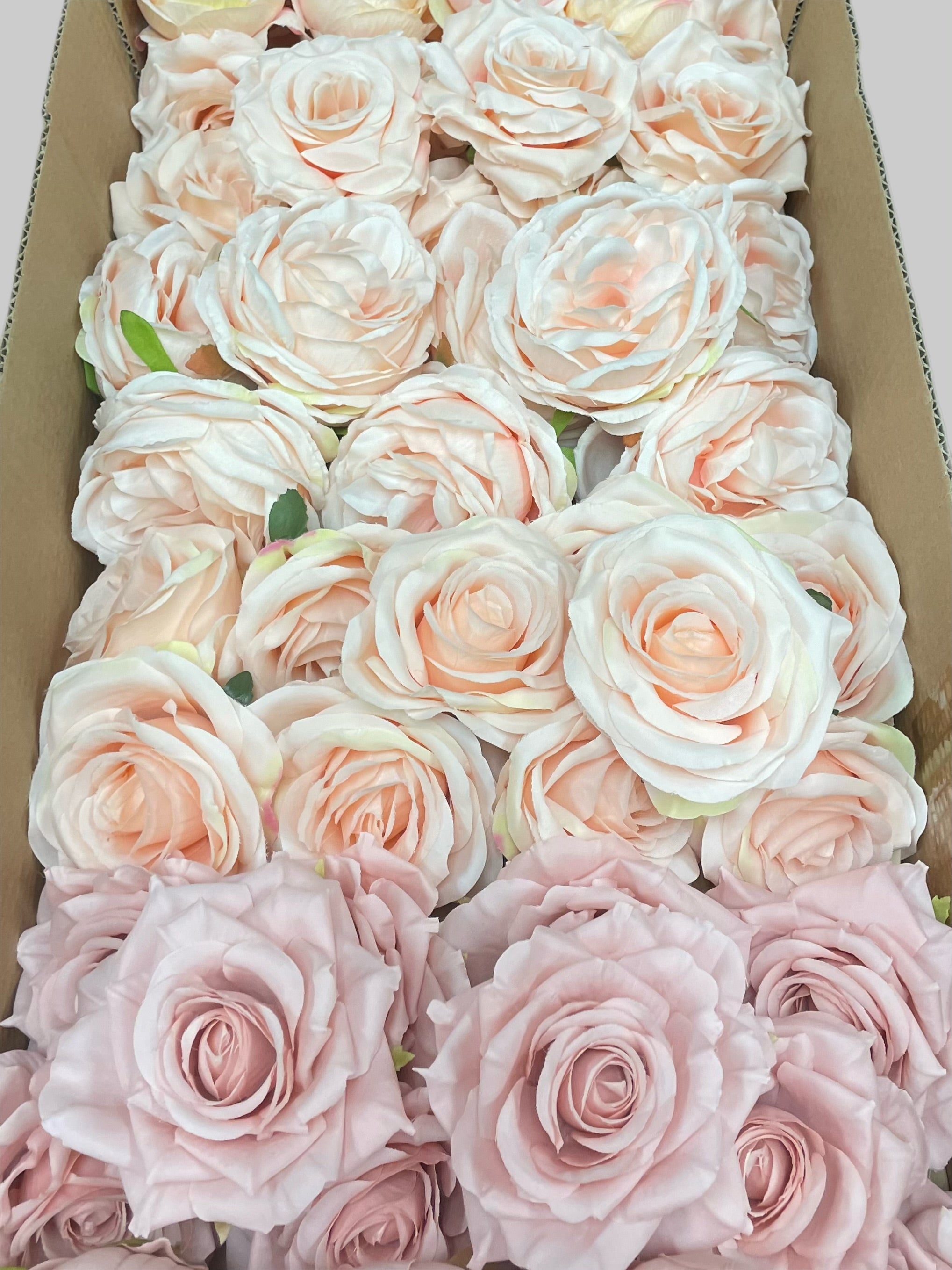 50/60 PCS All Nude Pink & Nude Beige Assorted Artificial Flower Heads (AM1), Peonies & Rose