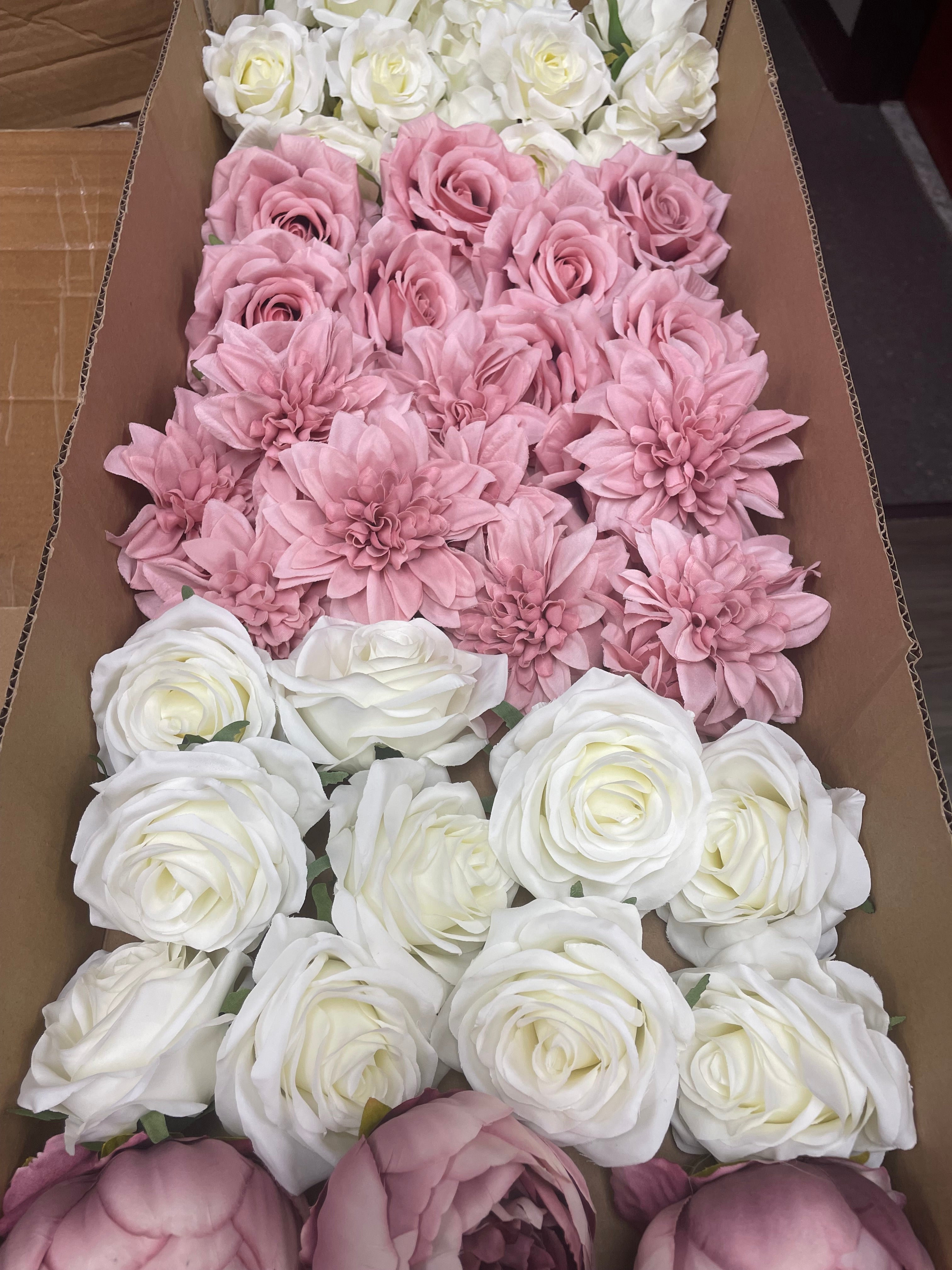 60/70 PCS Artificial Flower Heads(ES3), Mixed Colors for Wedding & DIY Decor