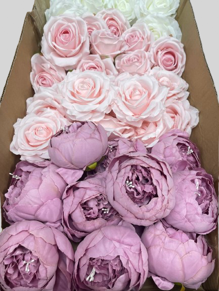 50/60 PCS Artificial Flower Heads(GS1) – Mixed Colors for Wedding & DIY Decor