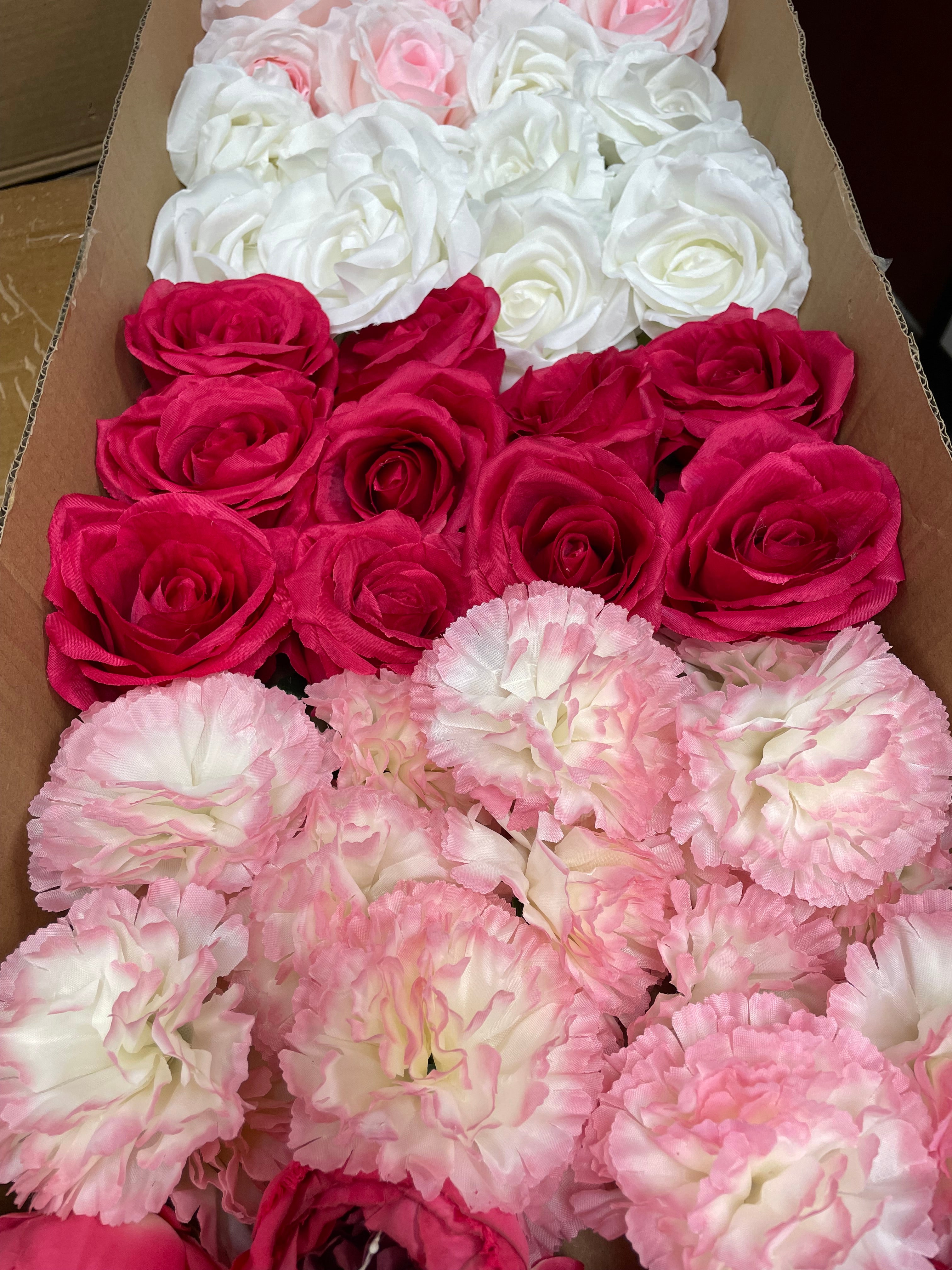 60/70 PCS Artificial Flower Heads (AS4), Mixed Colors for Wedding & DIY Decor