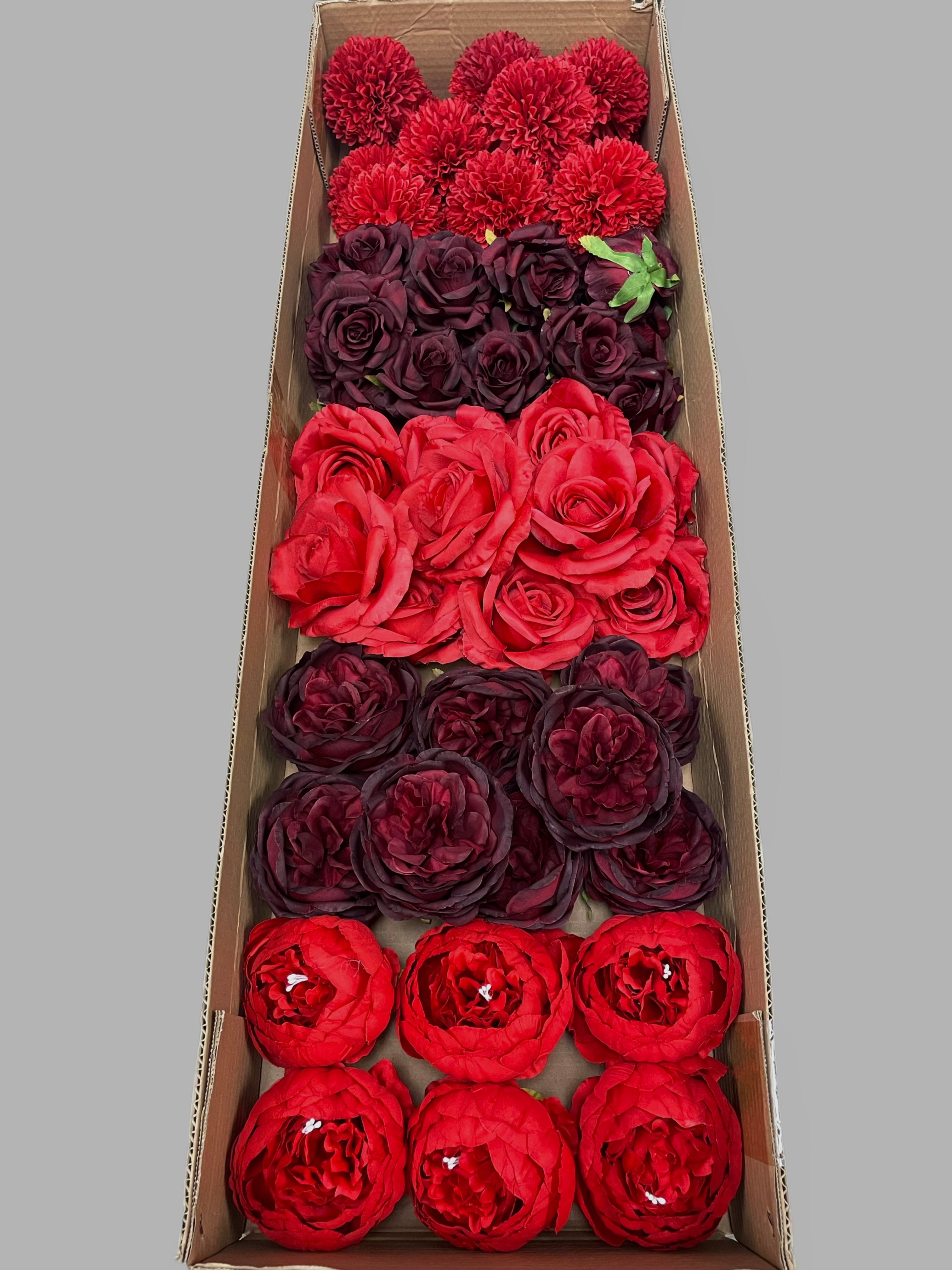 50/60 PCS Artificial Flower Heads (RB1E), Mixed Colors for Wedding & DIY Decor