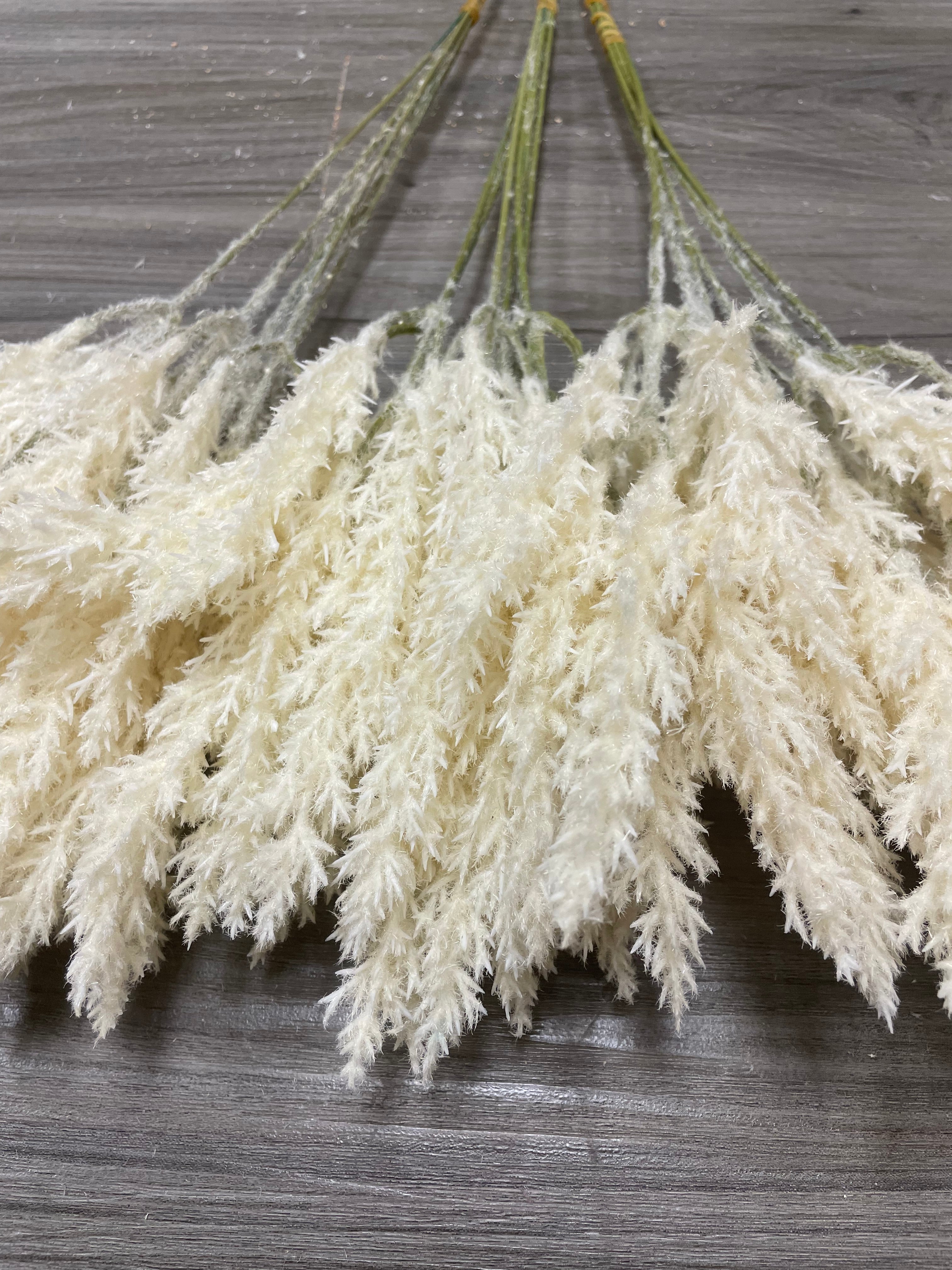 3Bunches/5Bunches Artificial Pampas Grass Stems, Cream White Fluffy Filler, Realistic Dried Look for Wedding & DIY Decor (AF6)
