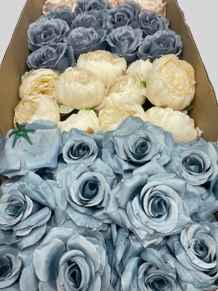 50/60 PCS Artificial Flower Heads(DS2), Mixed Colors for Wedding & DIY Decor