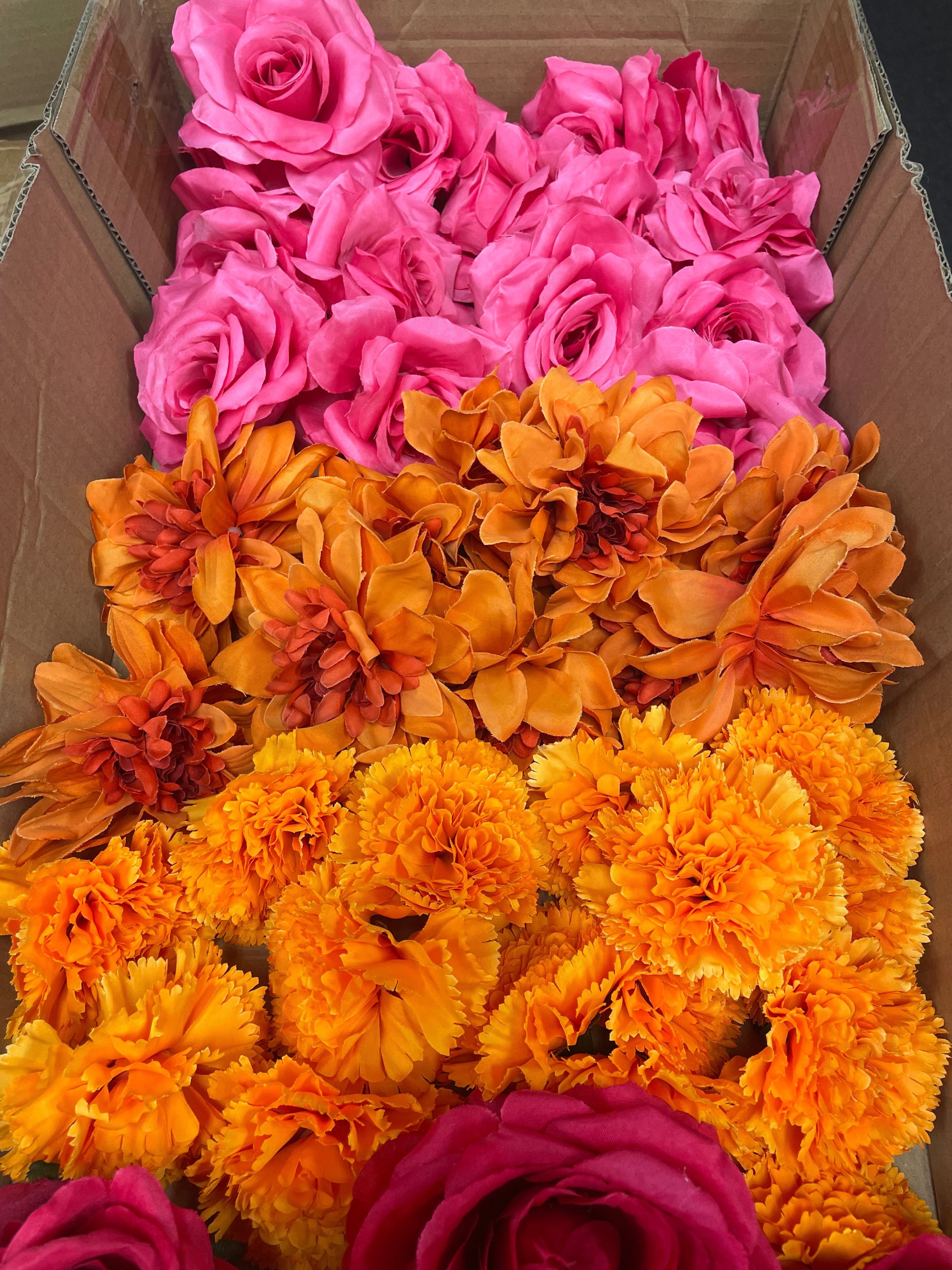 60/70 PCS Artificial Flower Heads, Mixed Colors for Wedding & DIY Decor (JS3)