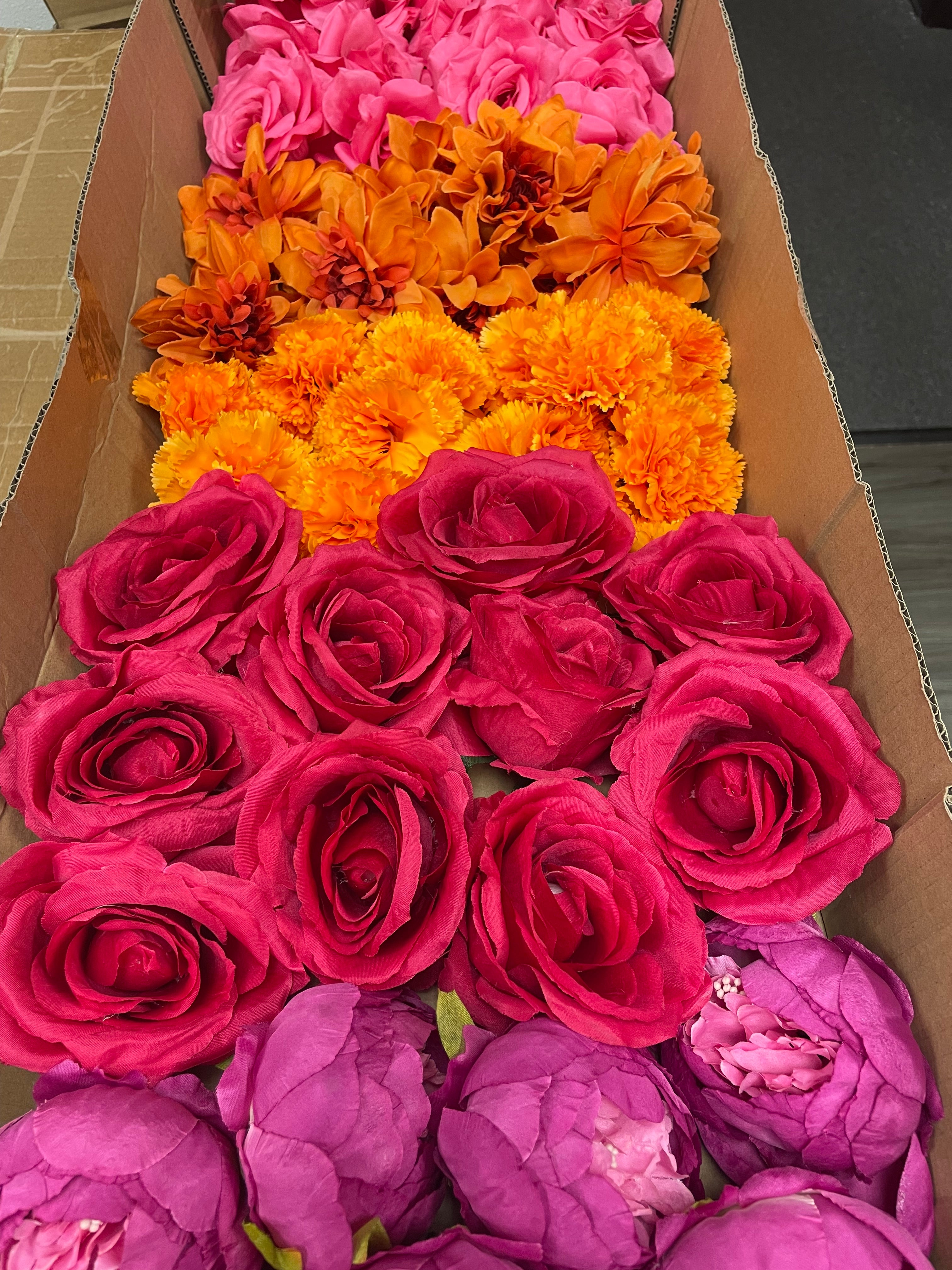 60/70 PCS Artificial Flower Heads, Mixed Colors for Wedding & DIY Decor (JS3)