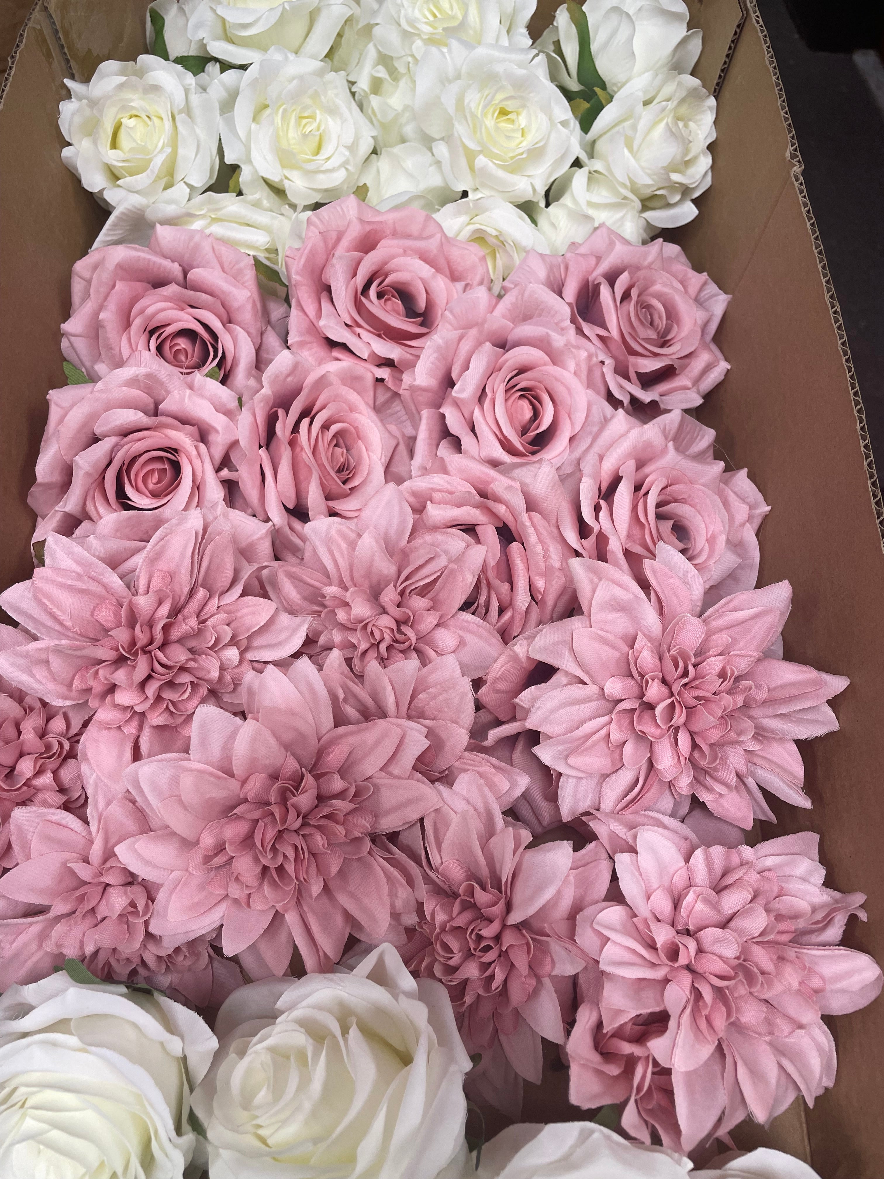 60/70 PCS Artificial Flower Heads(ES3), Mixed Colors for Wedding & DIY Decor