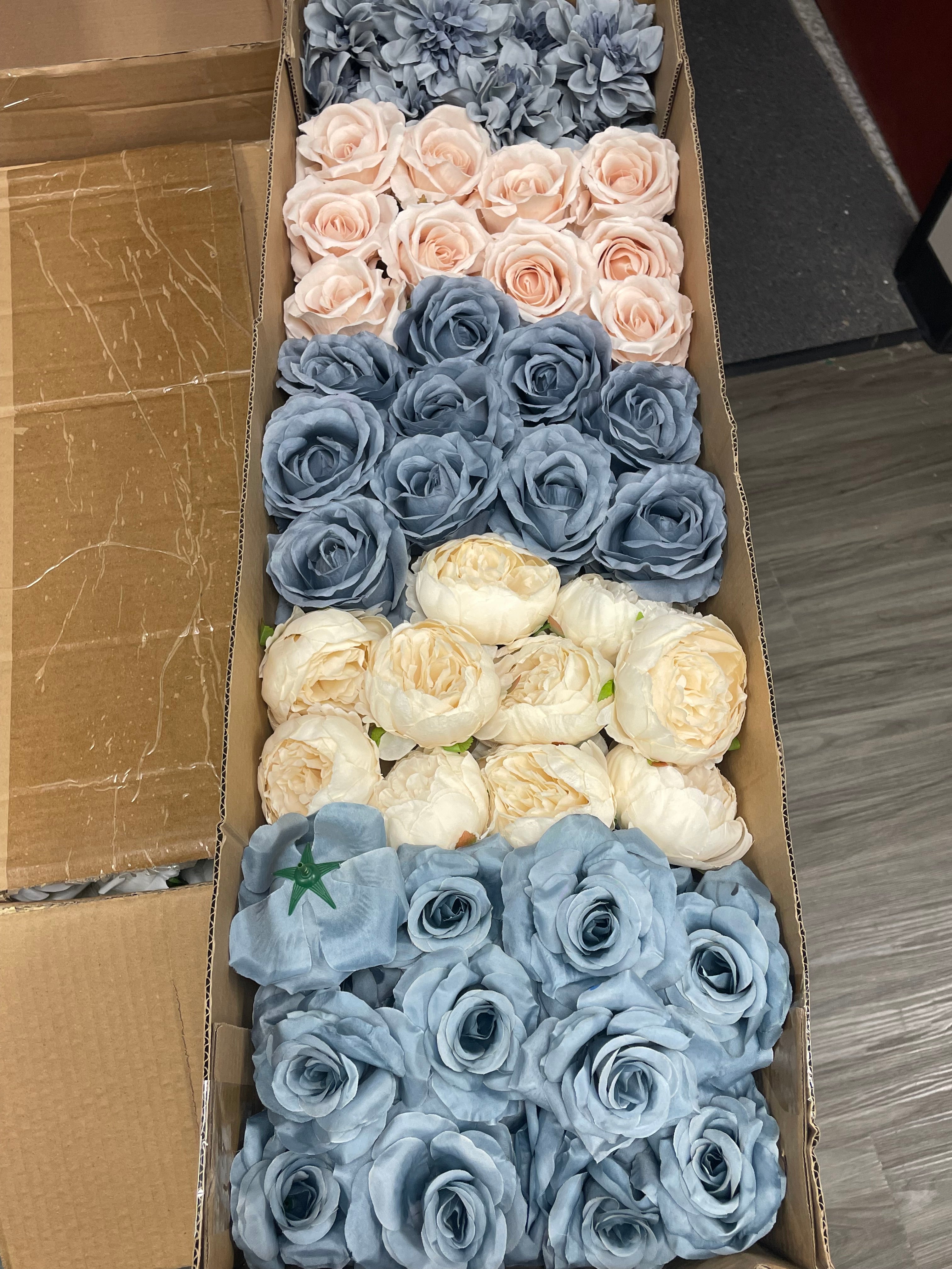 60/70 PCS Artificial Flower Heads(DS4), Mixed Colors for Wedding & DIY Decor