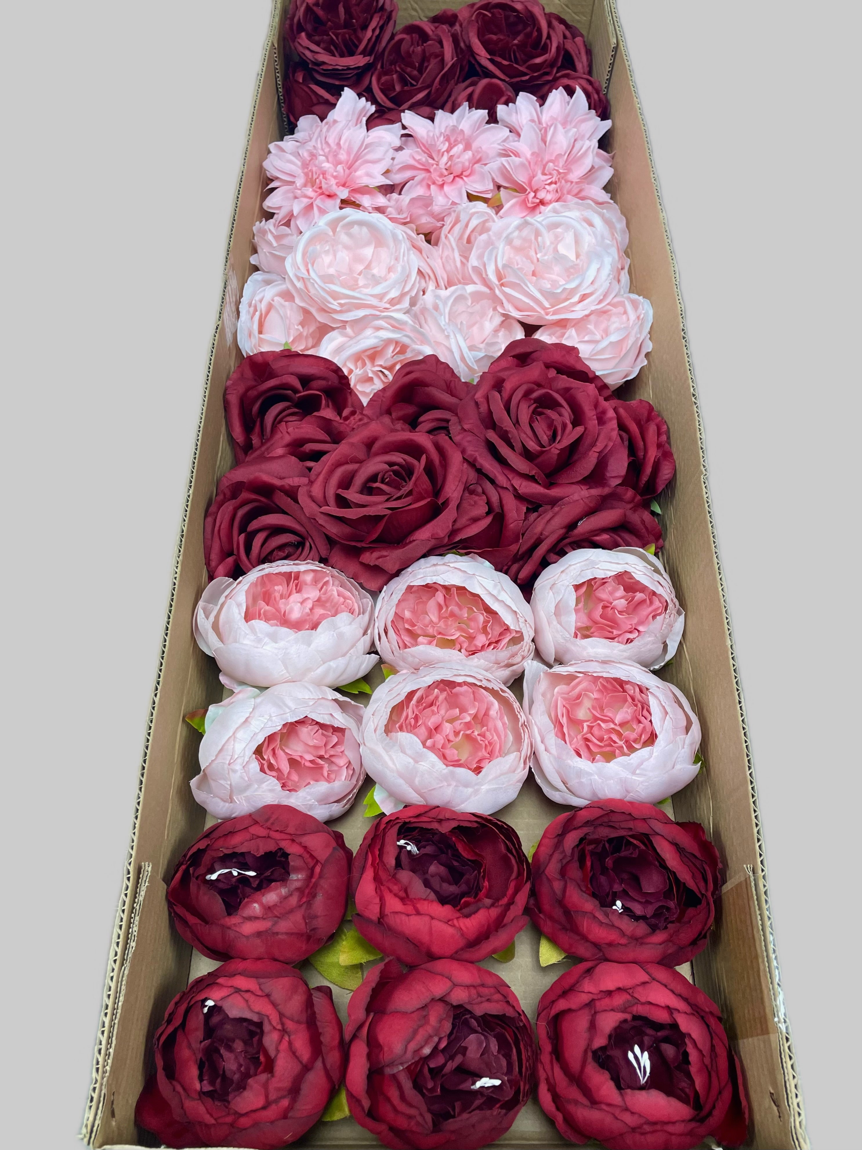 60/70 PCS Artificial Flower Heads (BP1AB), Mixed Colors for Wedding & DIY Decor