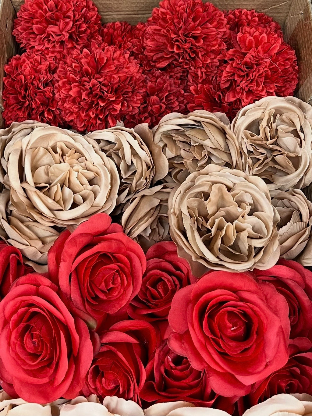 60/70 PCS Artificial Flower Heads (RM1), Mixed Colors for Wedding & DIY Decor