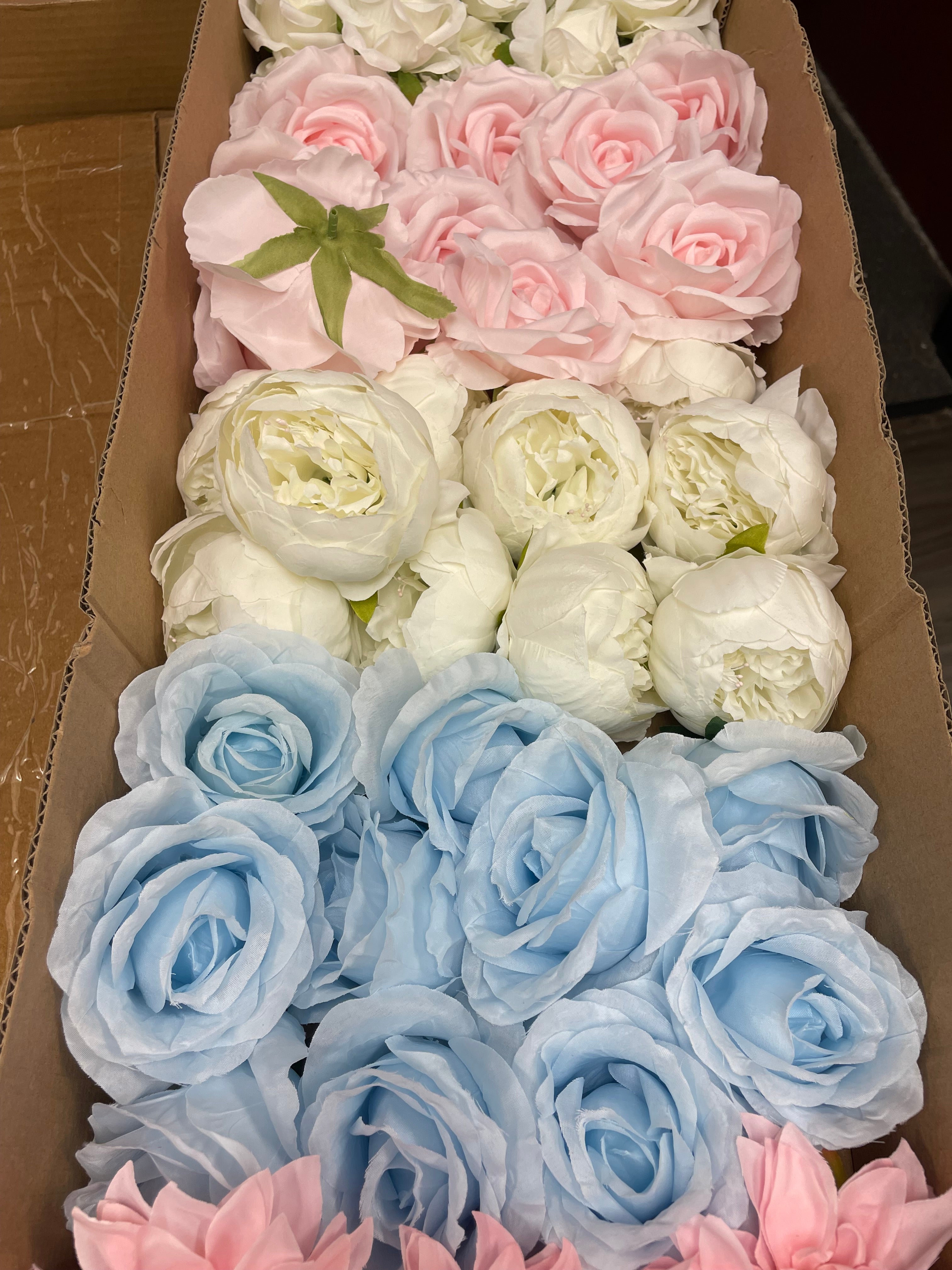 60/70 PCS Artificial Flower Heads(BS3) – Mixed Colors for Wedding & DIY Decor