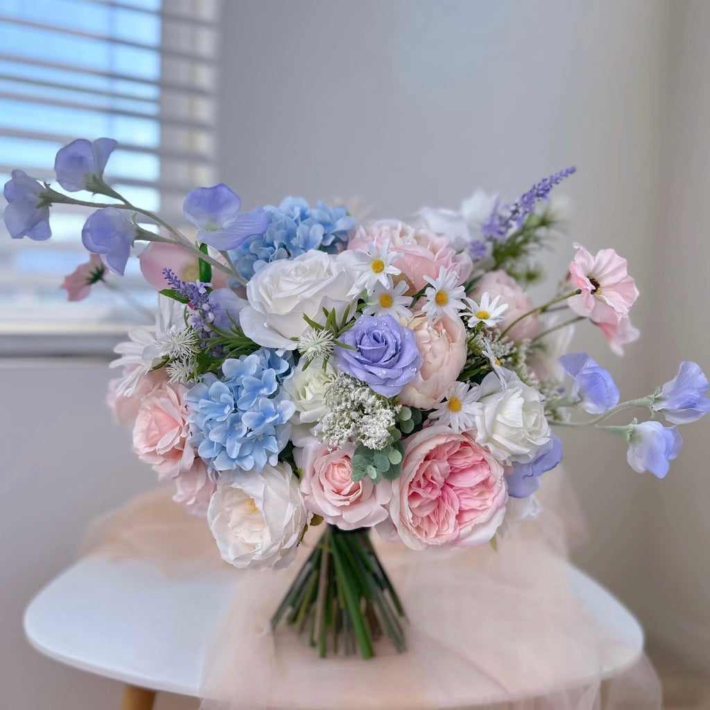 Colorful Wildflowers Bouquet, Silk Wedding Flowers, Spring, Summer Wedding