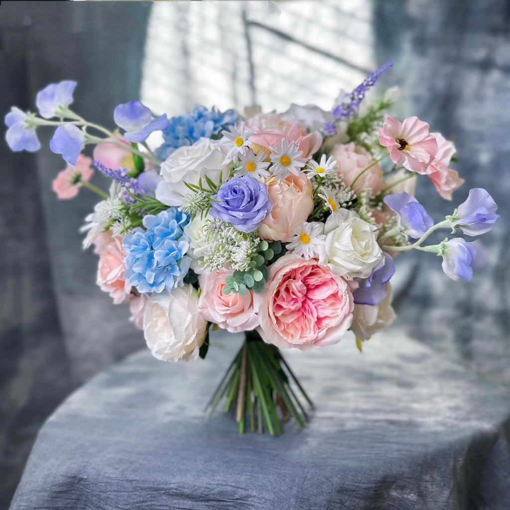 Colorful Wildflowers Bouquet, Silk Wedding Flowers, Spring, Summer Wedding