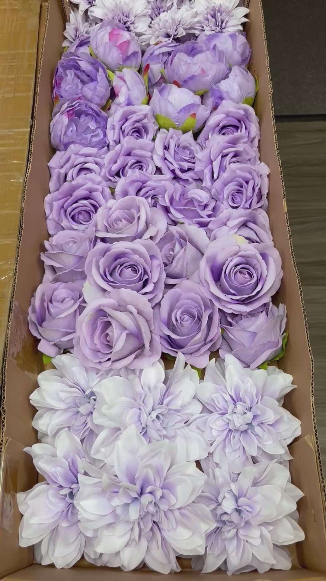 60 PCS All Purple Assorted Artificial Flower Heads B – Roses, Peonies & Dahlias