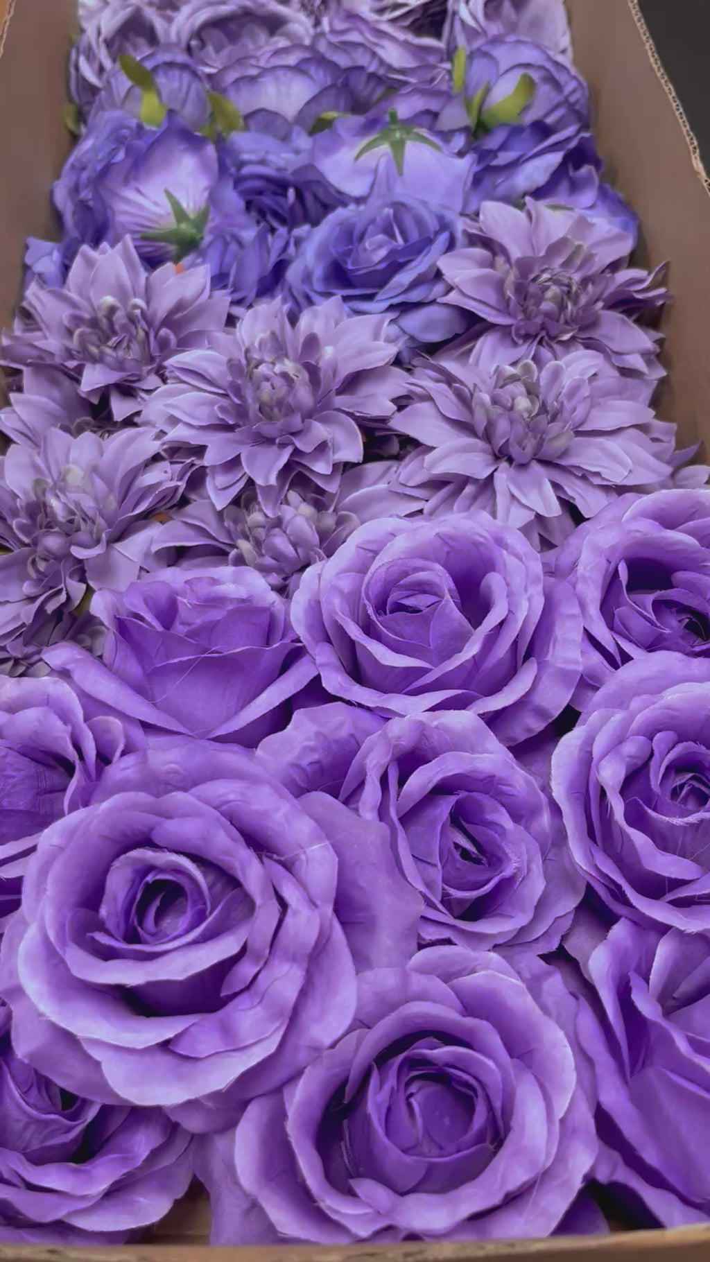 60 PCS All Purple Assorted Artificial Flower Heads C – Roses & Dahlias