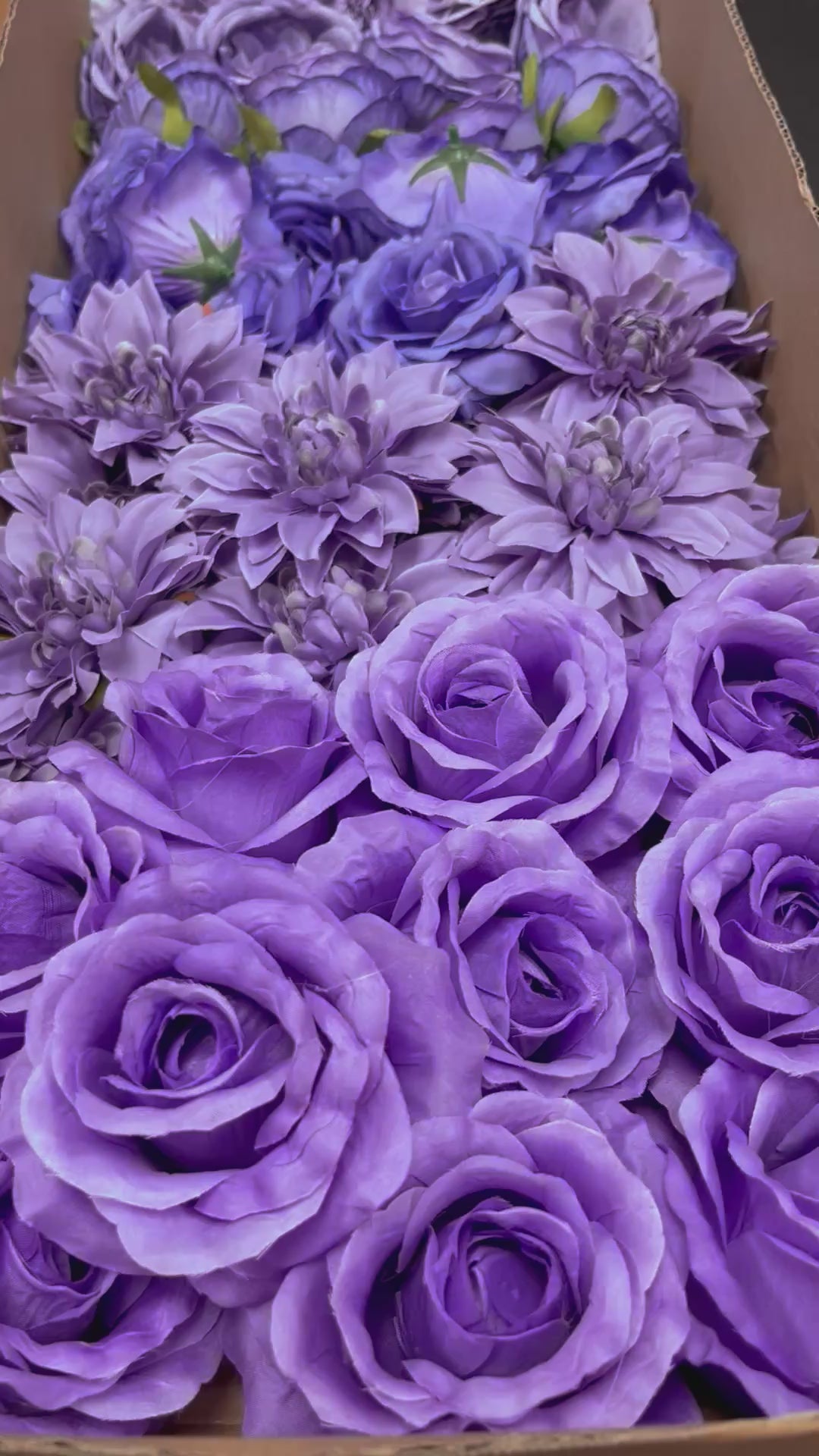 60 PCS All Purple Assorted Artificial Flower Heads C – Roses & Dahlias