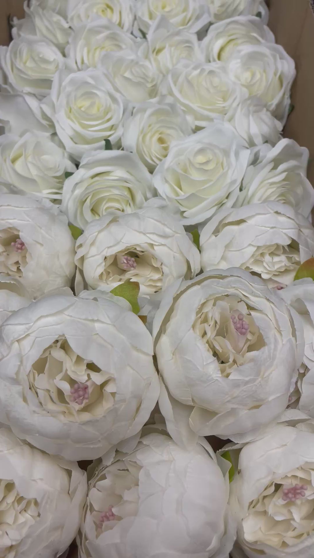50 PCS All White Assorted Artificial Flower Heads A – Roses, Peonies