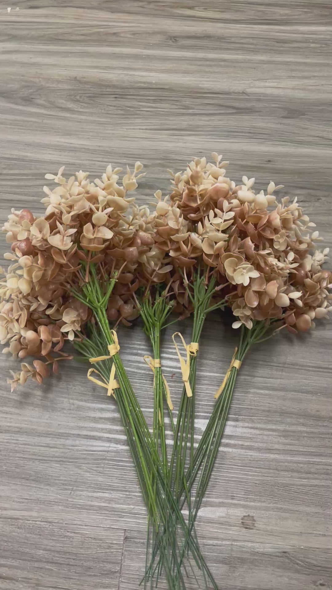 3Bunches/5Bunches Artificial Eucalyptus Stems, Warm Beige & Caramel, Wedding, Bouquet & Fall Decor (AF1)