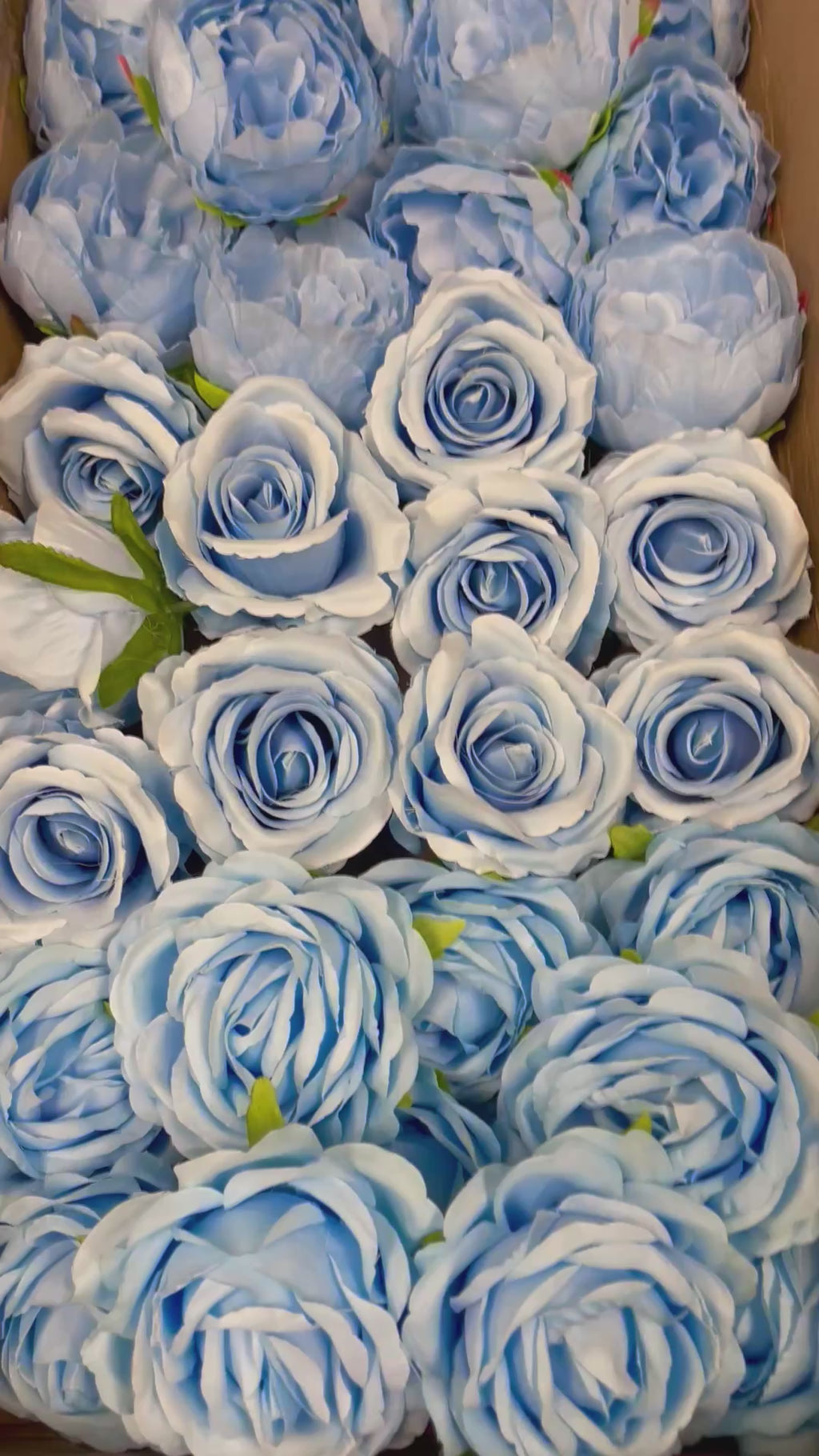 60 PCS All Light Blue  Assorted Artificial Flower Heads C – Roses, Peonies, Orchid