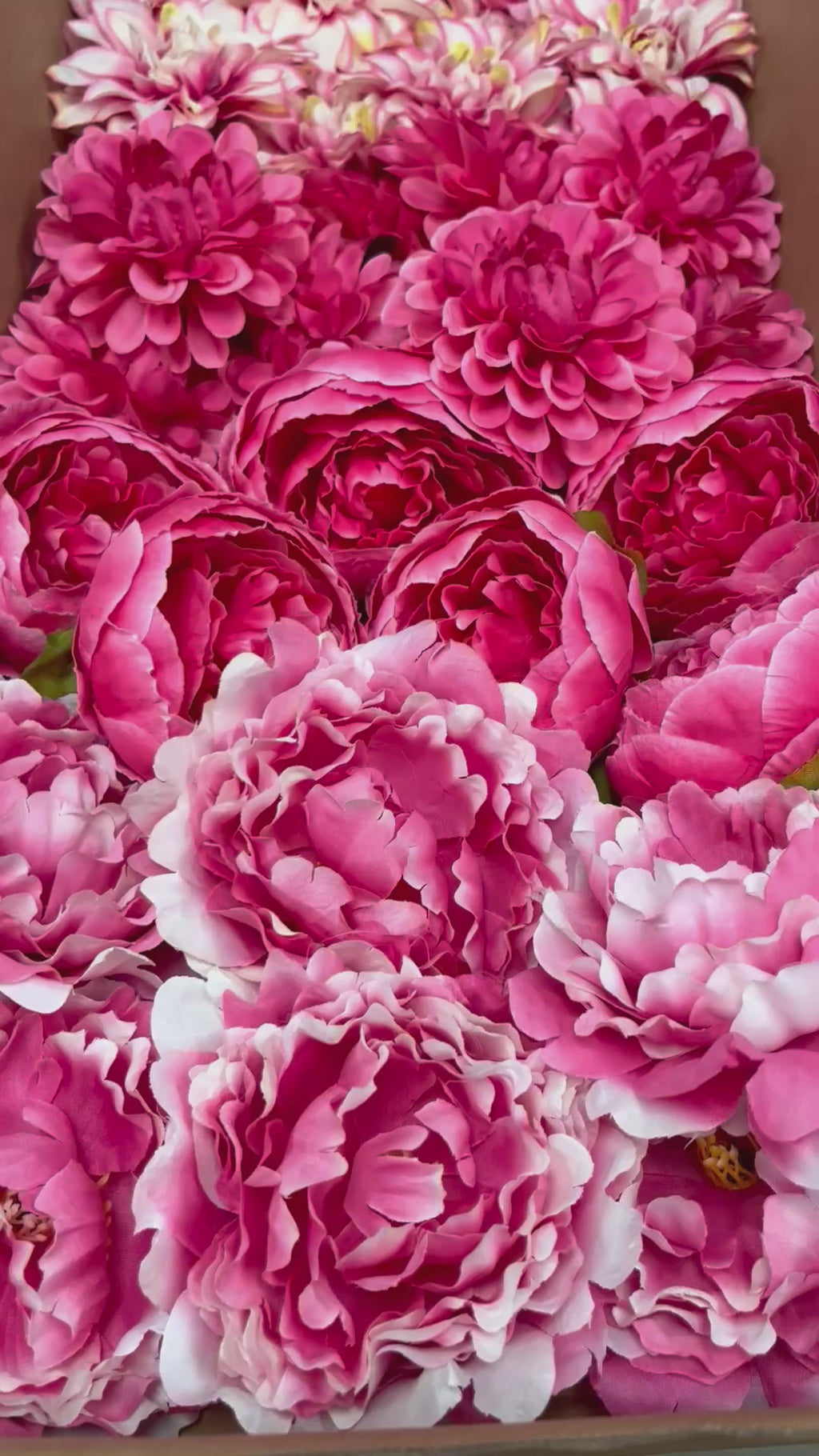 60 PCS Artificial Flower Heads (AS10), Hot Pink & Pink Mixed Flower - Roses, Peonies, Dahlias & Flame Chrysanthemums