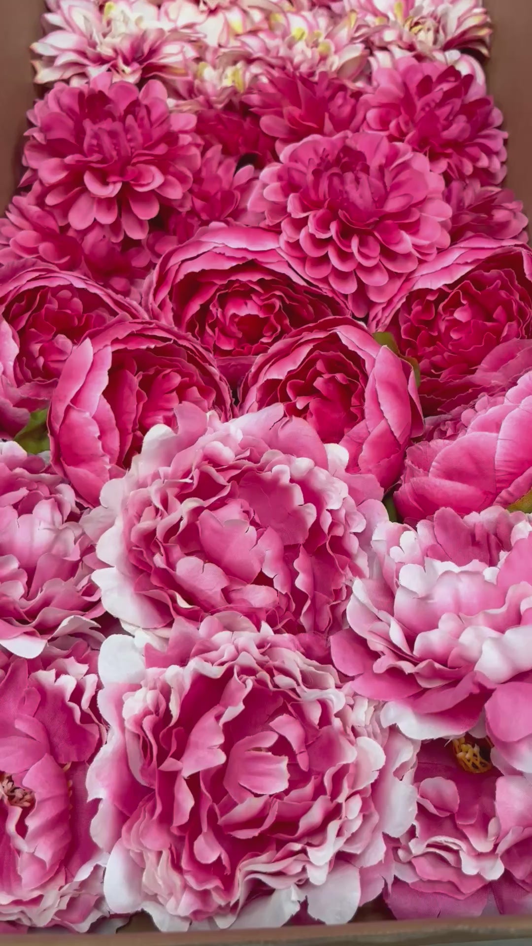 60 PCS Artificial Flower Heads (AS10), Hot Pink & Pink Mixed Flower - Roses, Peonies, Dahlias & Flame Chrysanthemums